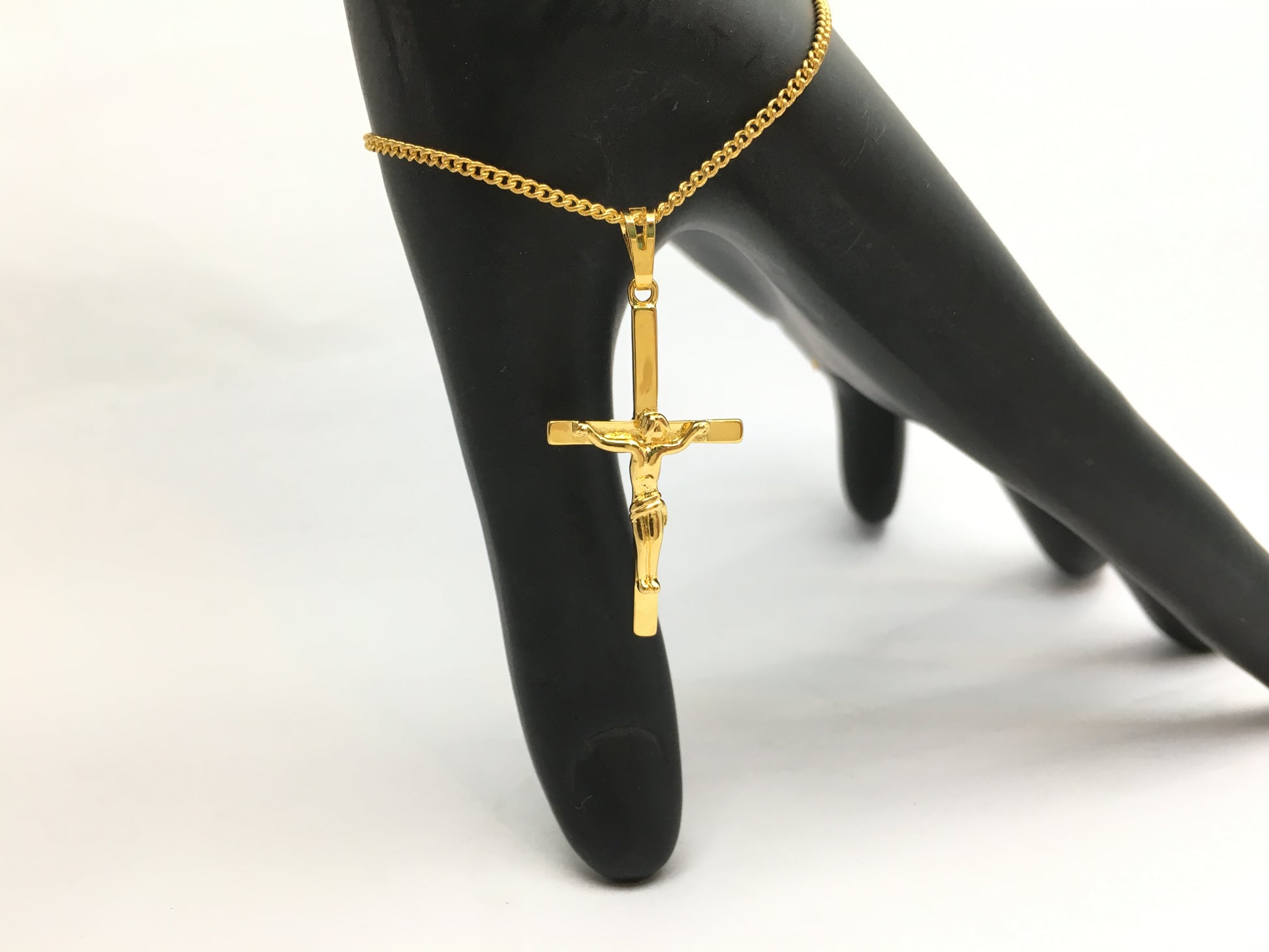Gold Brass Jesus Cross Charm | Bellaire Wholesale