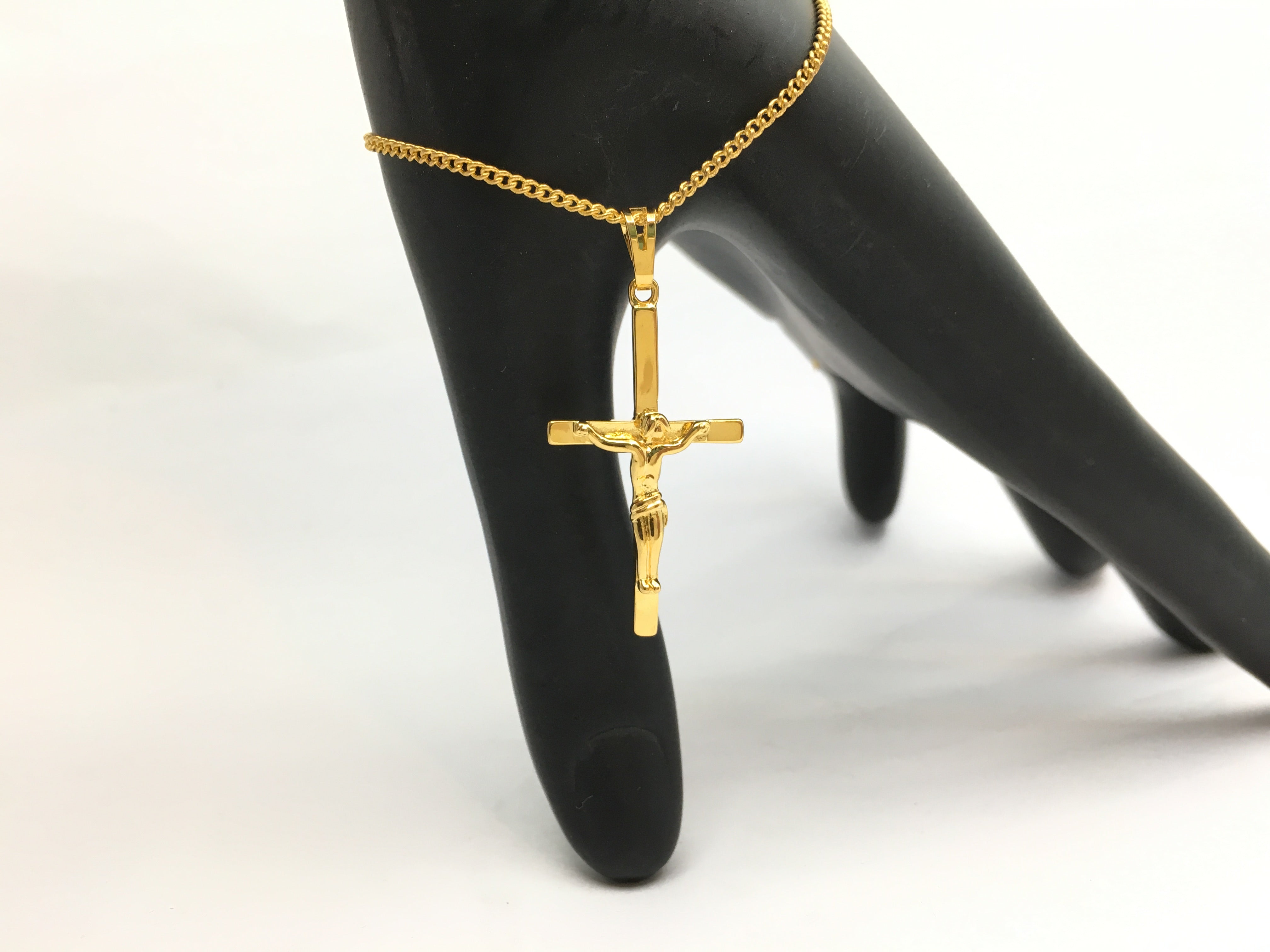 Gold Brass Jesus Cross Charm | Bellaire Wholesale