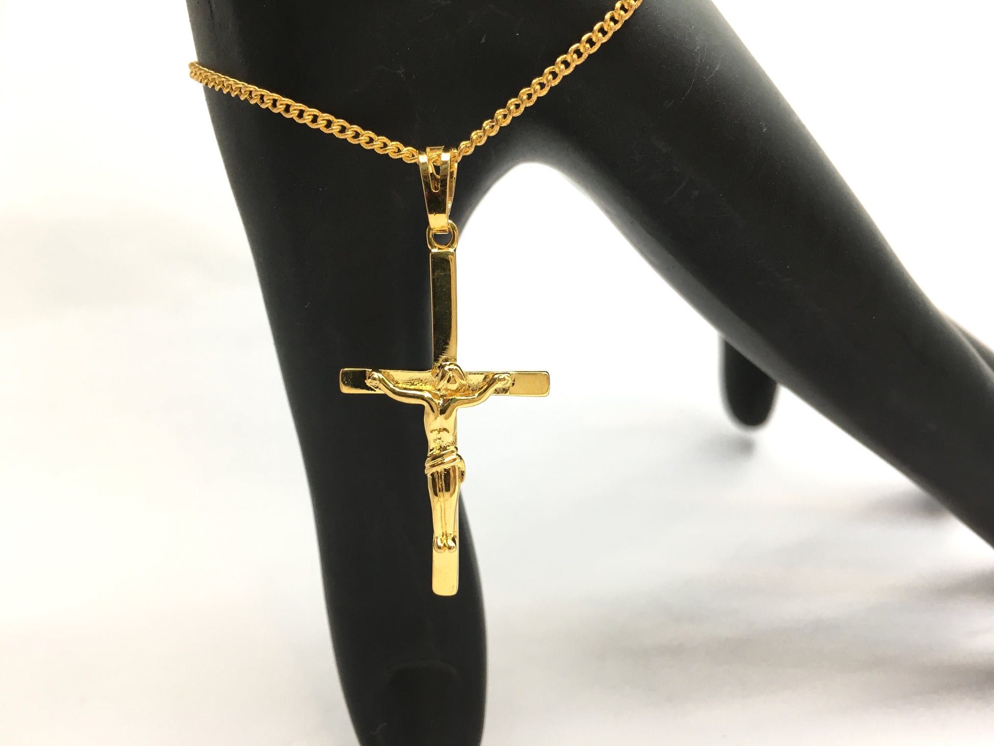 Gold Brass Jesus Cross Charm | Bellaire Wholesale