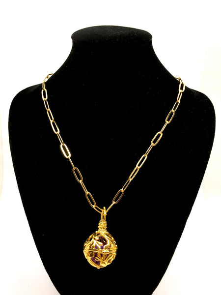 Gold Round Cage Brass Pendant | Bellaire Wholesale