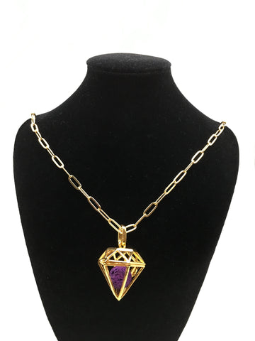 Gold Diamond Shape Cage Pendant | Bellaire Wholesale