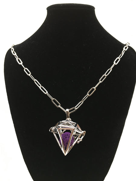 Rhodium Diamond Shape Cage Pendant | Bellaire Wholesale