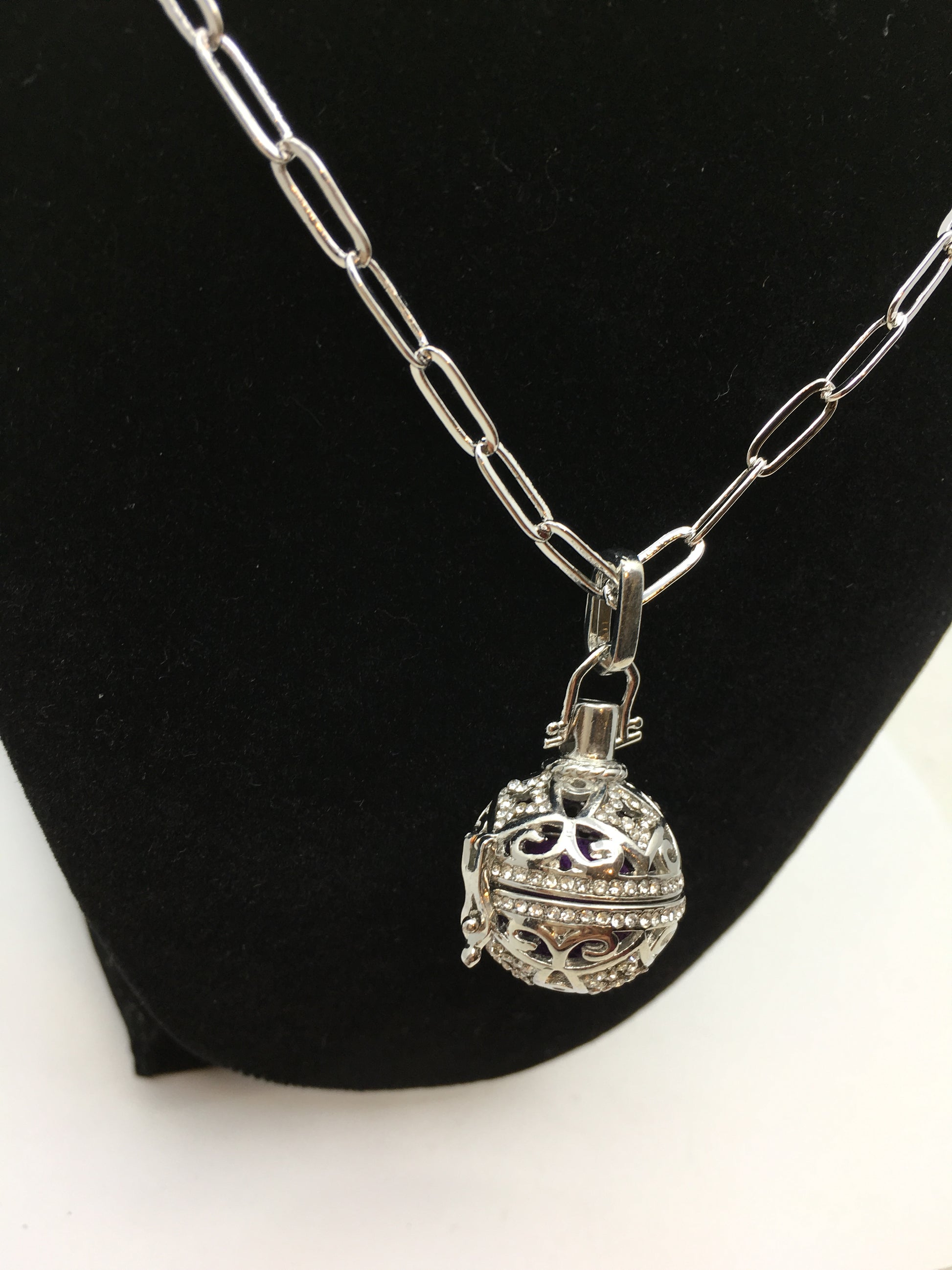 Rhodium Round CZ Pave Cage Brass Pendant | Bellaire Wholesale