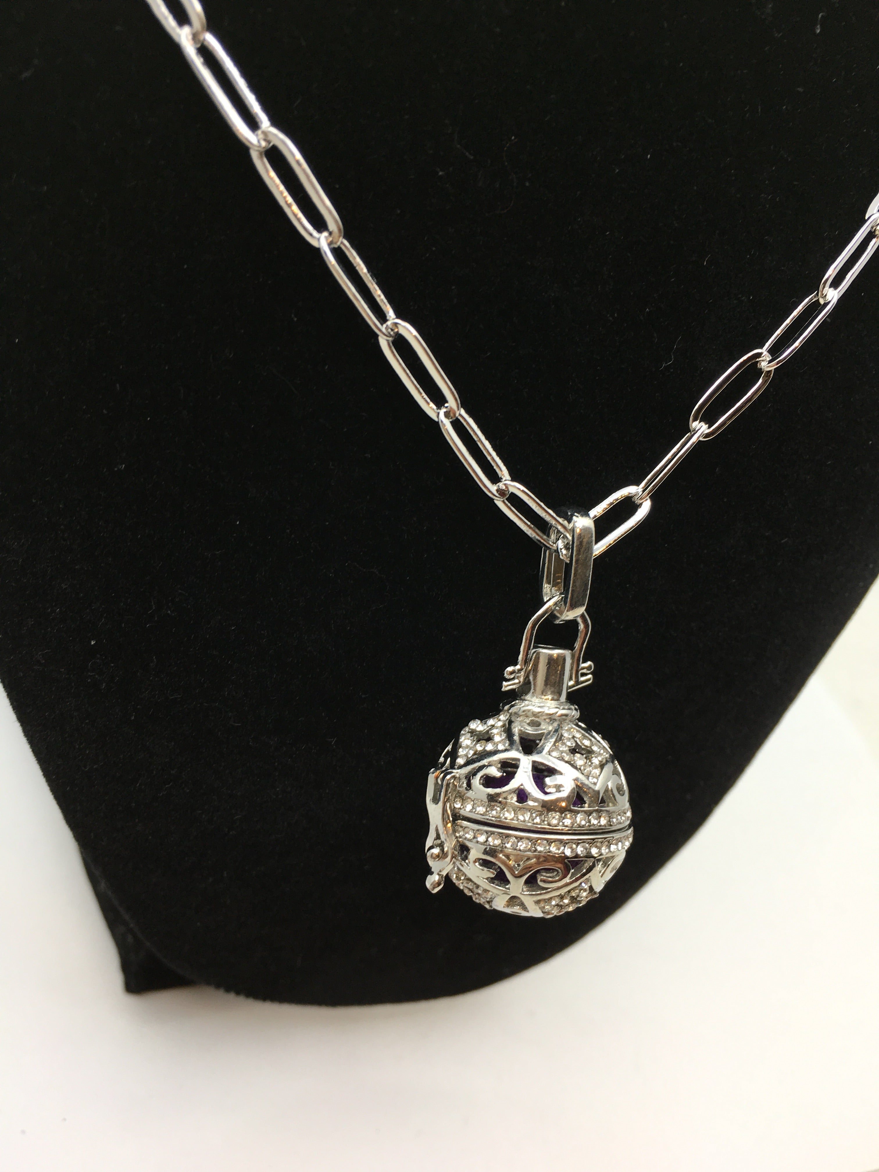 Rhodium Round CZ Pave Cage Brass Pendant | Bellaire Wholesale