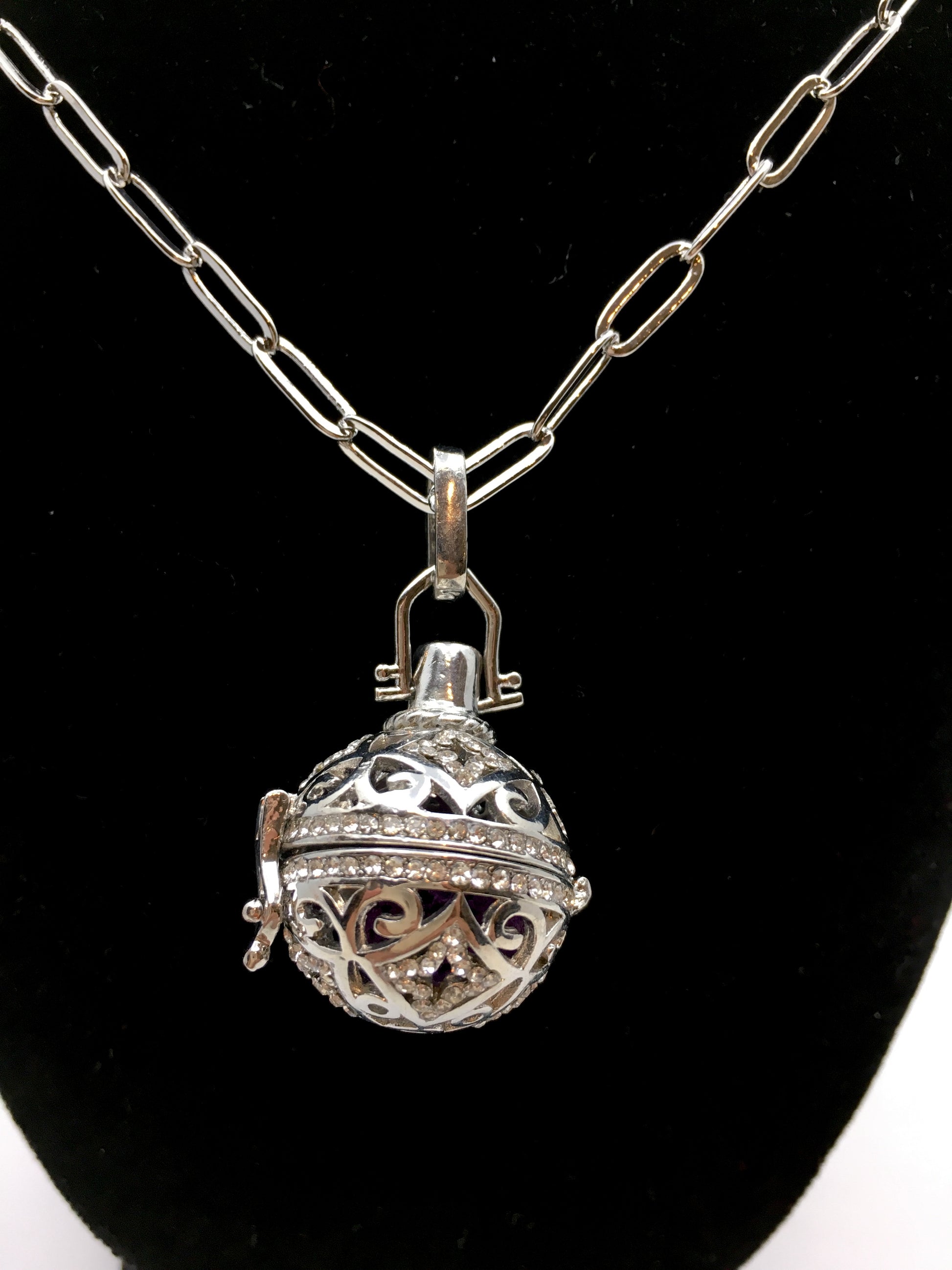 Rhodium Round CZ Pave Cage Brass Pendant | Bellaire Wholesale