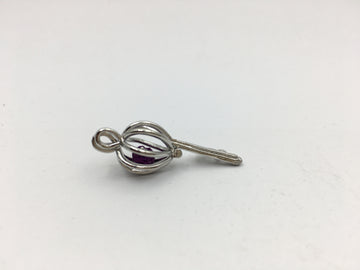 Rhodium Key Shape Cage Pendant | Bellaire Wholesale