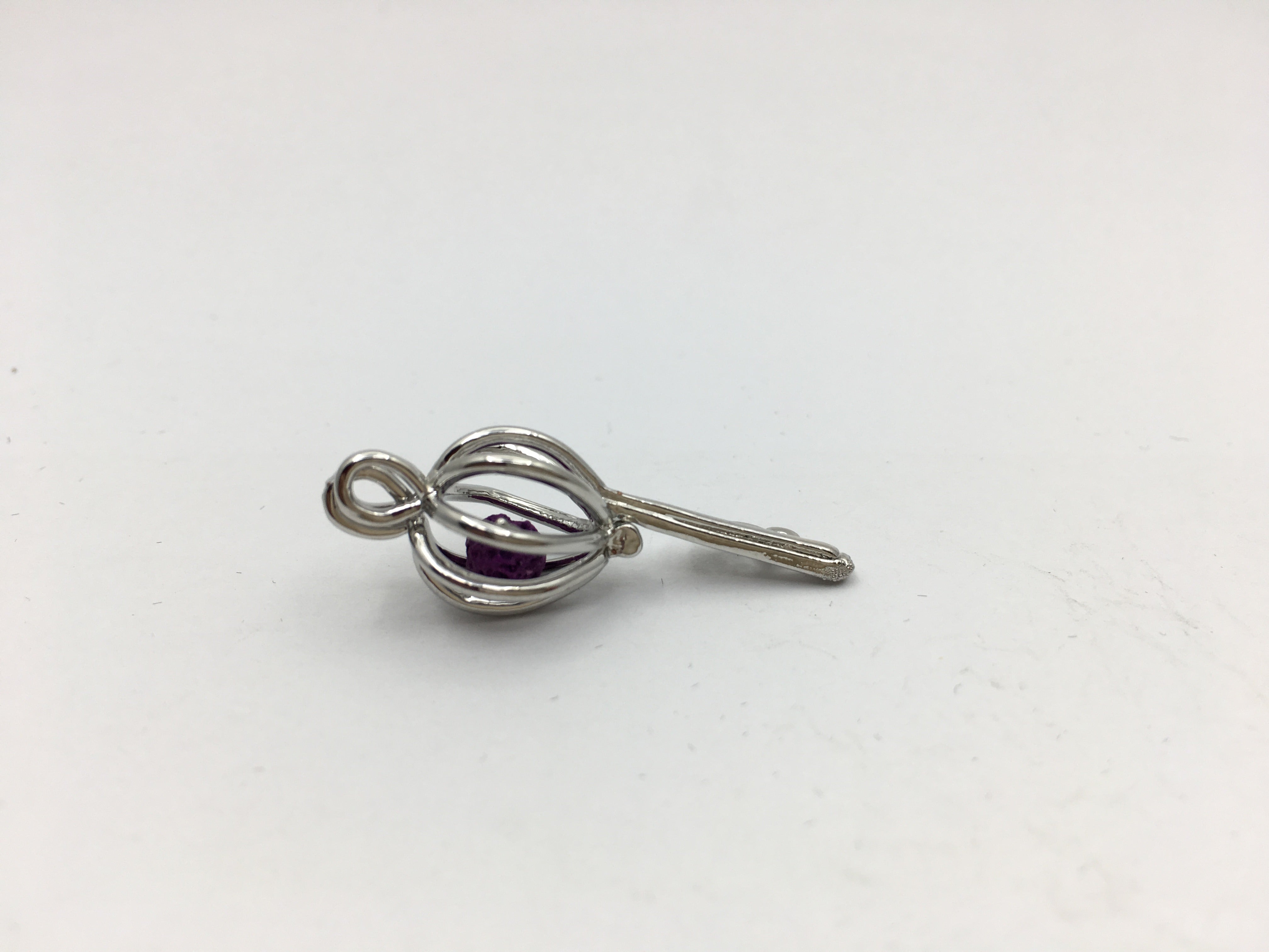 Rhodium Key Shape Cage Pendant | Bellaire Wholesale