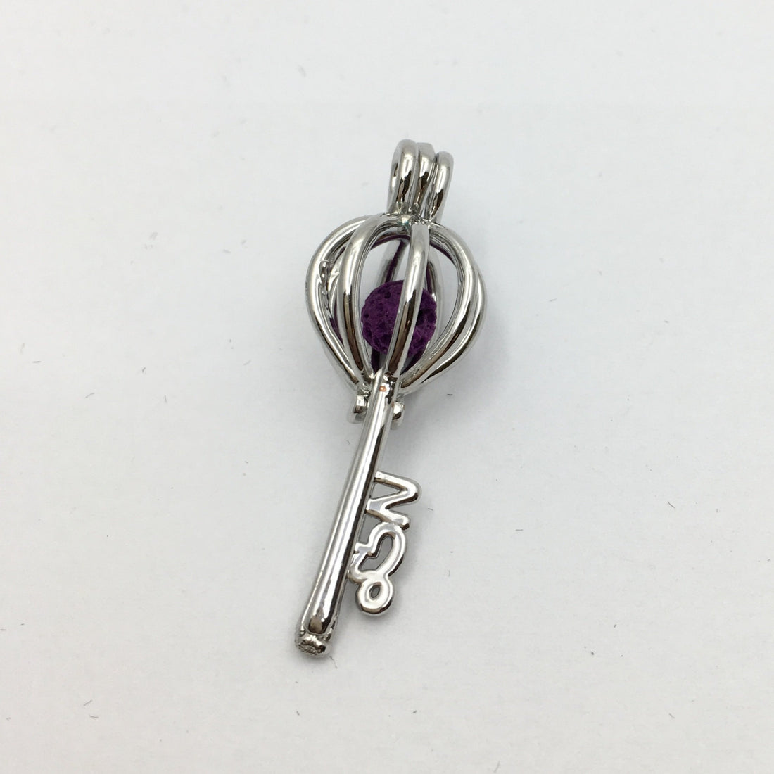 Rhodium Key Shape Cage Pendant | Bellaire Wholesale