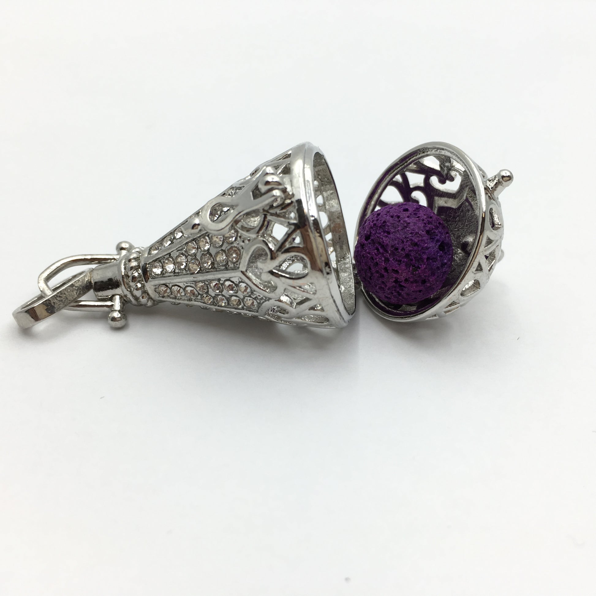 Rhodium Cone Shape Cage Pendant | Bellaire Wholesale