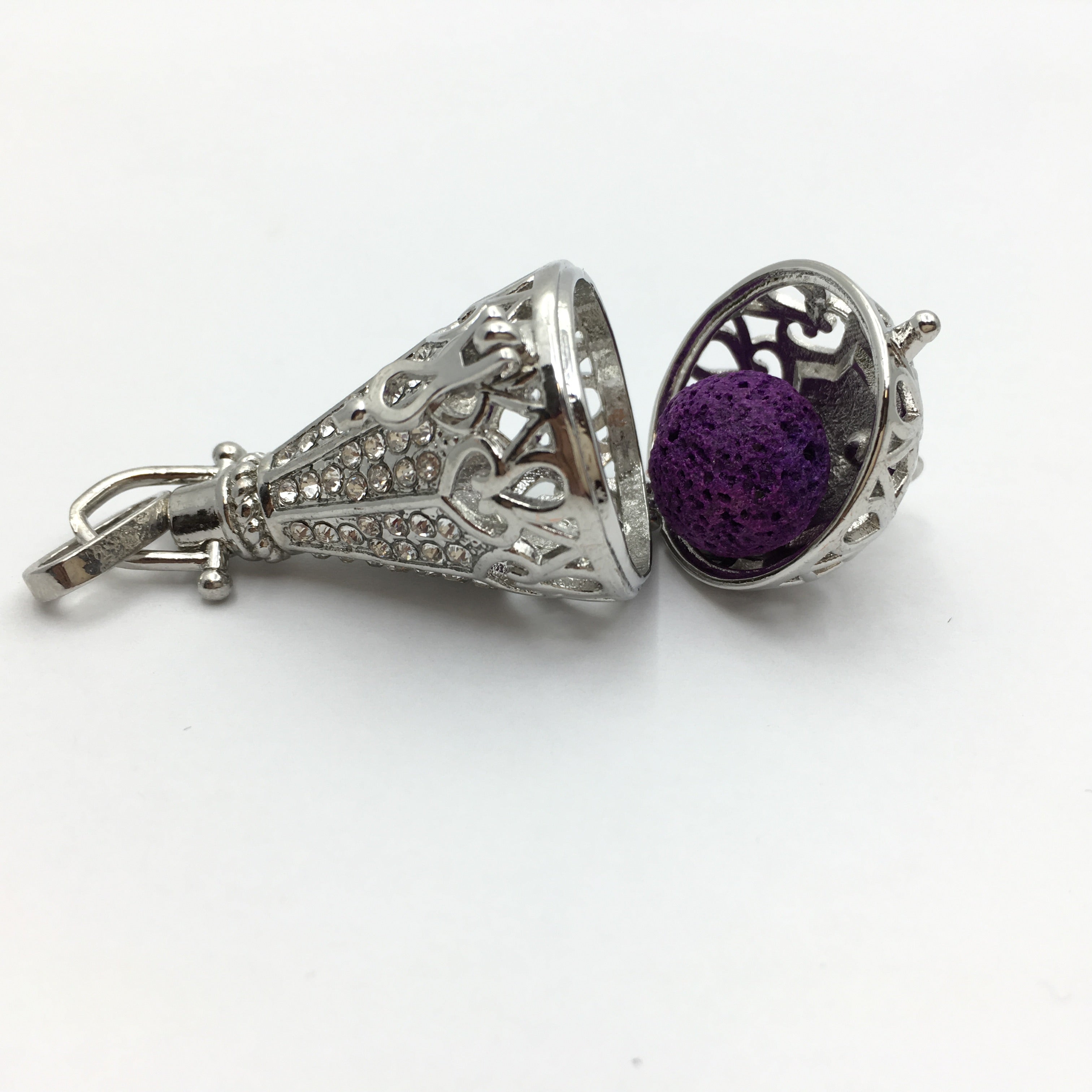 Rhodium Cone Shape Cage Pendant | Bellaire Wholesale