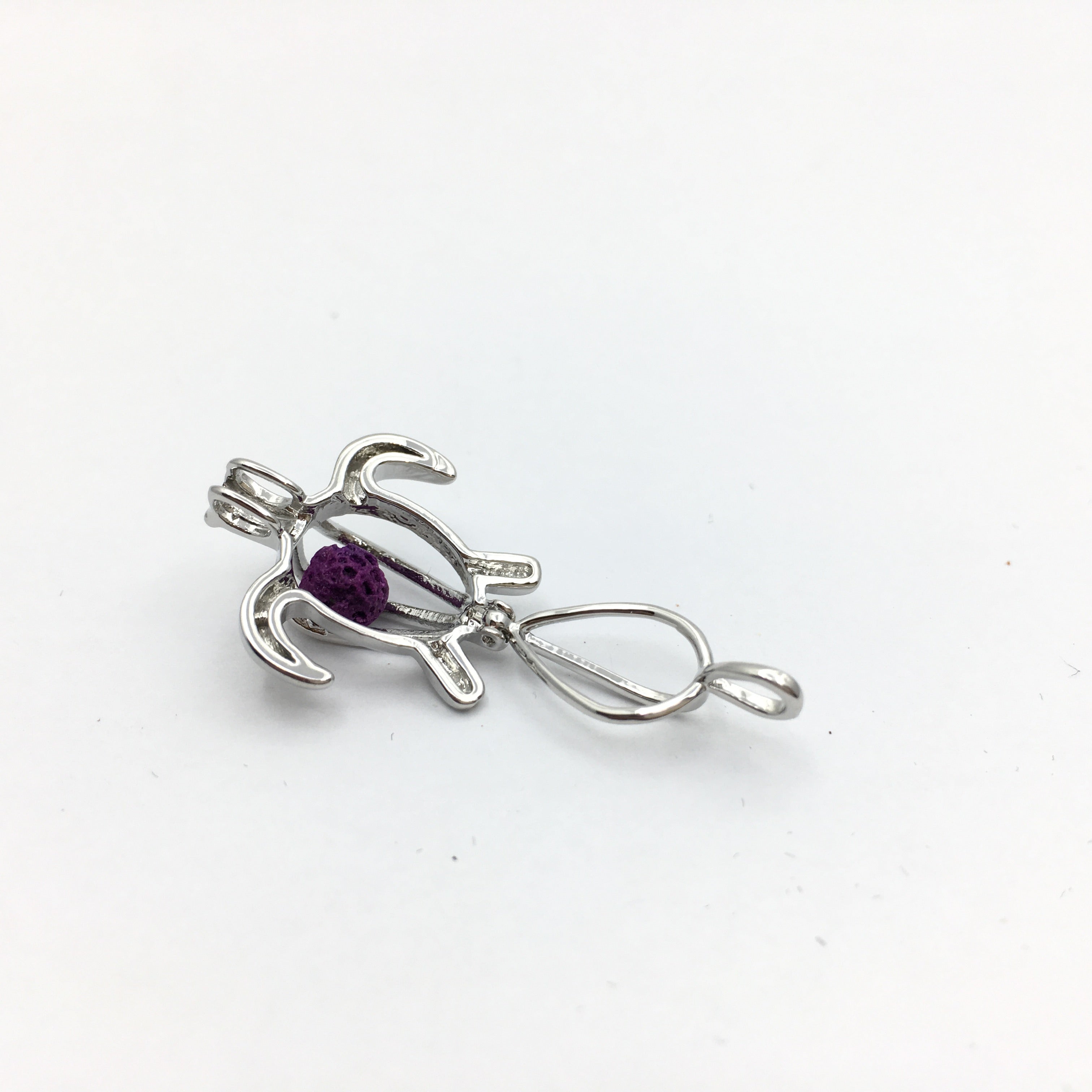 Rhodium Turtle Shape Cage Pendant | Bellaire Wholesale