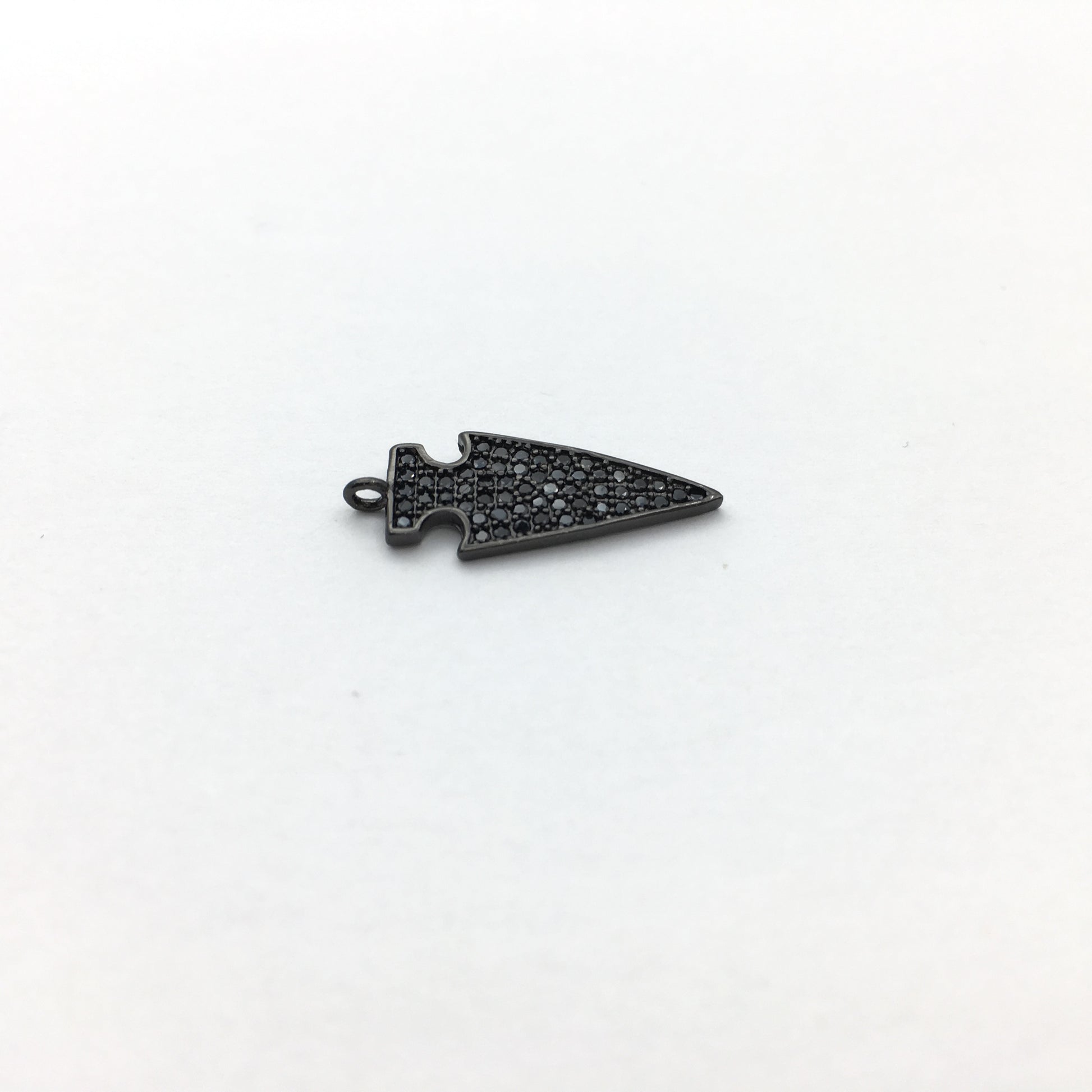 CZ Micro Pave Brass Dagger Charm with Black stones | Bellaire Wholesale