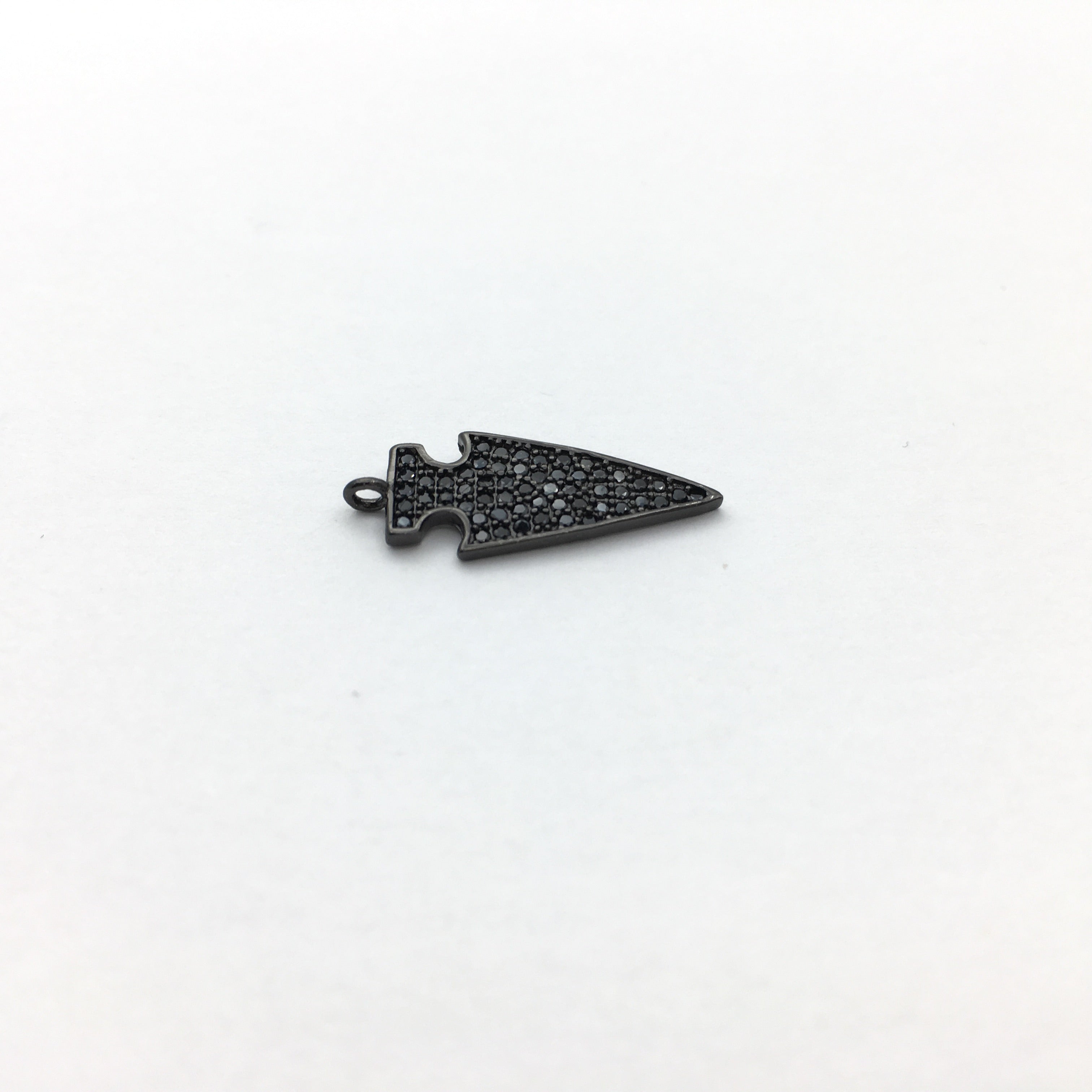 CZ Micro Pave Brass Dagger Charm with Black stones | Bellaire Wholesale