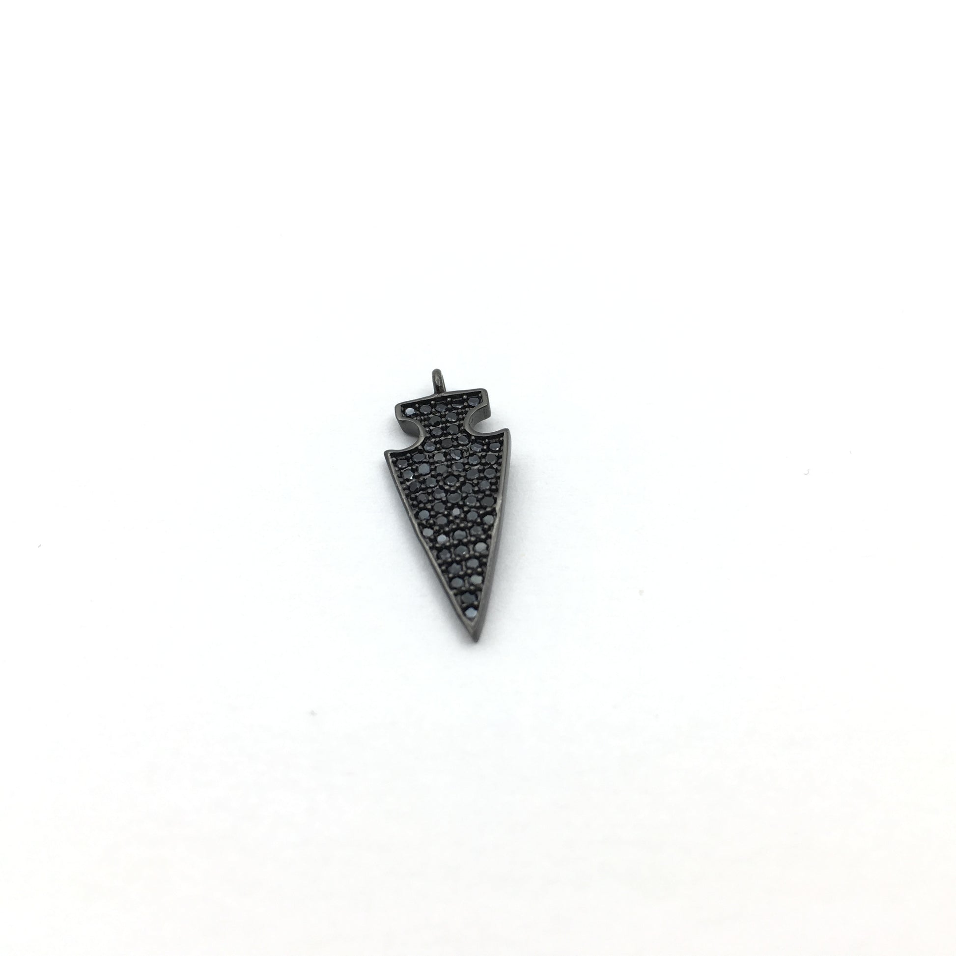 CZ Micro Pave Brass Dagger Charm with Black stones | Bellaire Wholesale