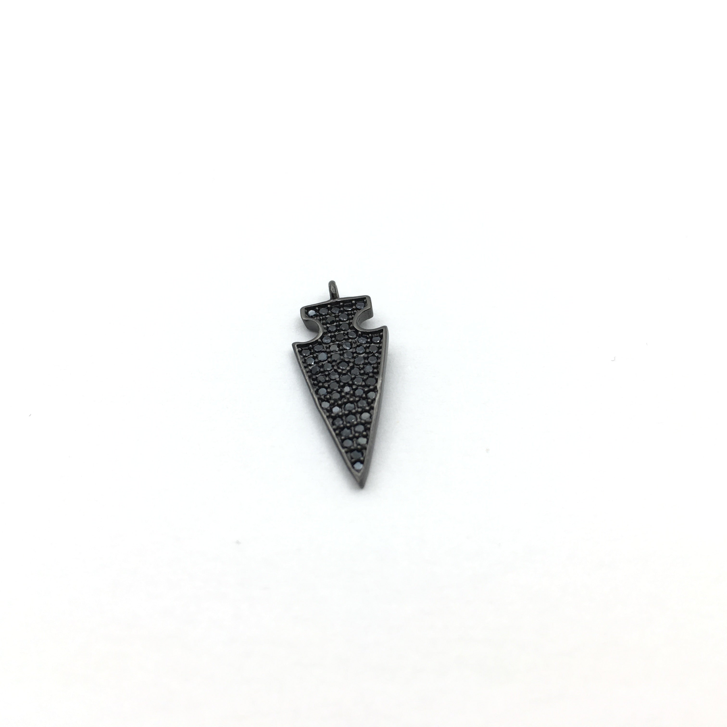 CZ Micro Pave Brass Dagger Charm with Black stones | Bellaire Wholesale