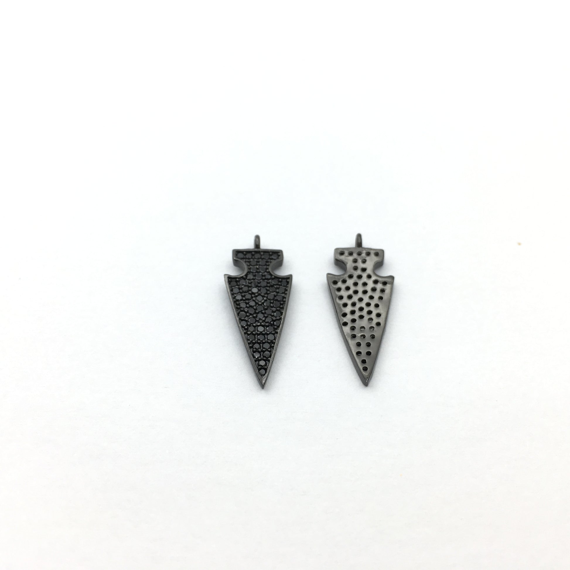 CZ Micro Pave Brass Dagger Charm with Black stones | Bellaire Wholesale
