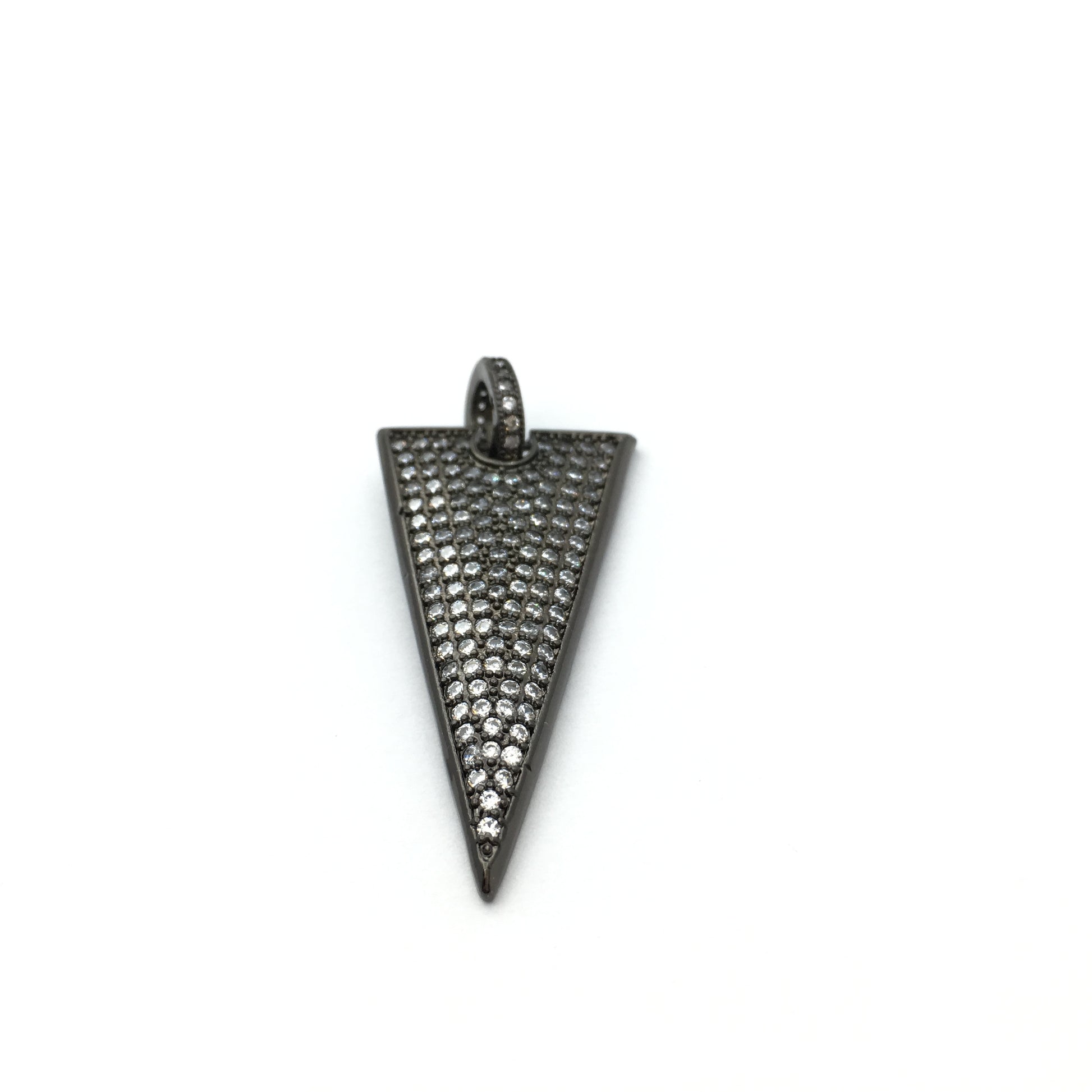 CZ Micro Pave Triangle Brass Dagger Charm | Bellaire Wholesale