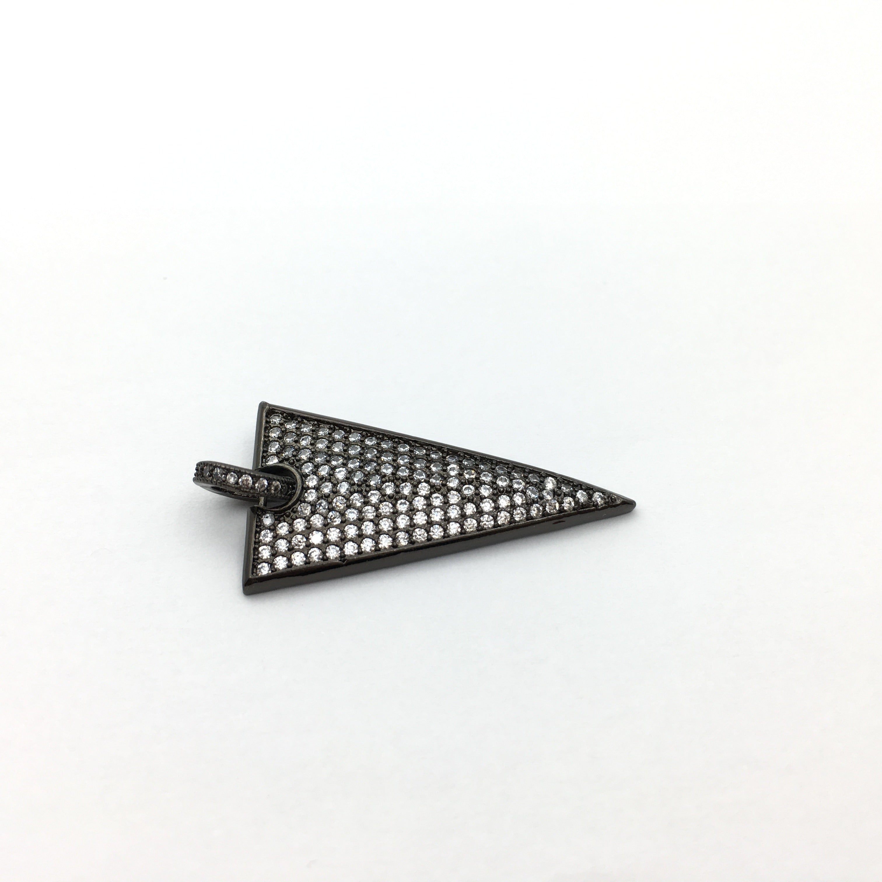 CZ Micro Pave Triangle Brass Dagger Charm | Bellaire Wholesale