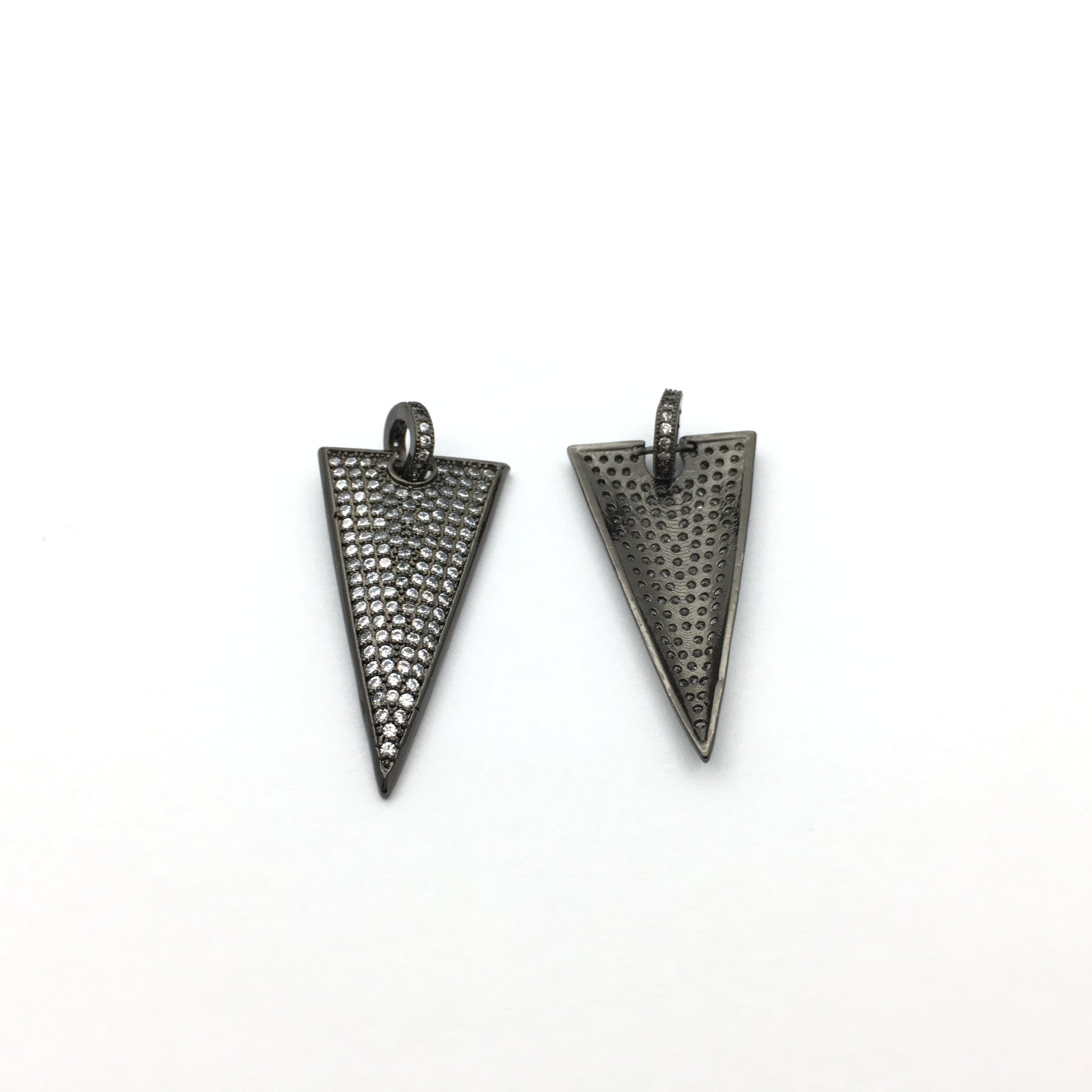 CZ Micro Pave Triangle Brass Dagger Charm | Bellaire Wholesale