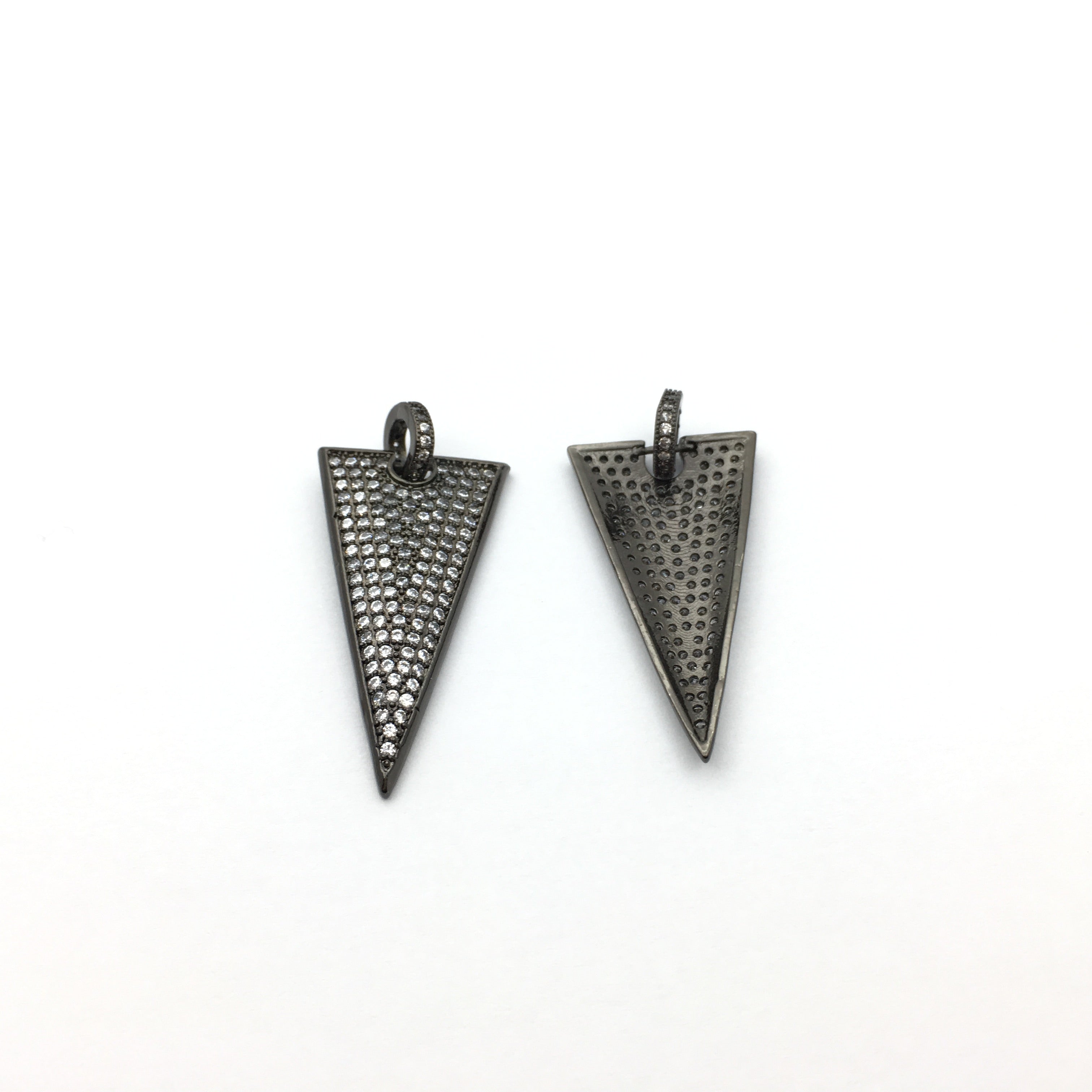 CZ Micro Pave Triangle Brass Dagger Charm | Bellaire Wholesale