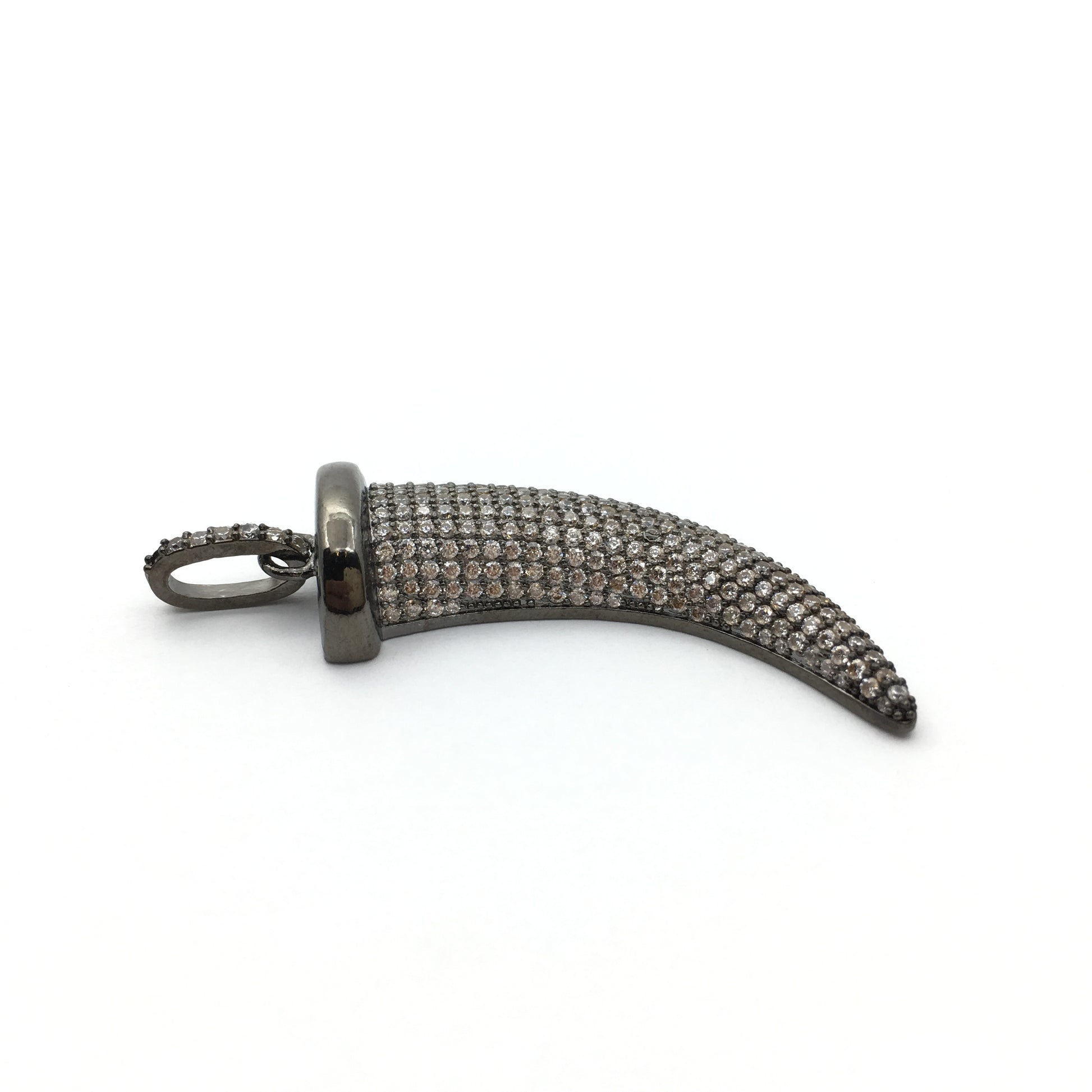 CZ Micro Pave Brass Horn Charm with clear stones | Bellaire Wholesale