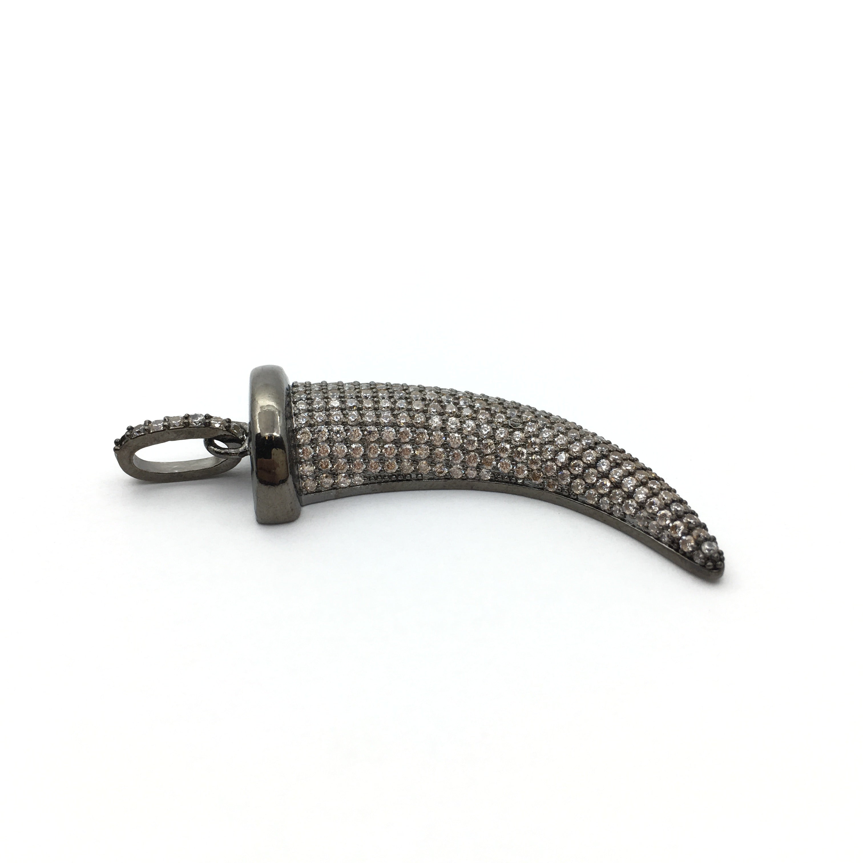 CZ Micro Pave Brass Horn Charm with clear stones | Bellaire Wholesale