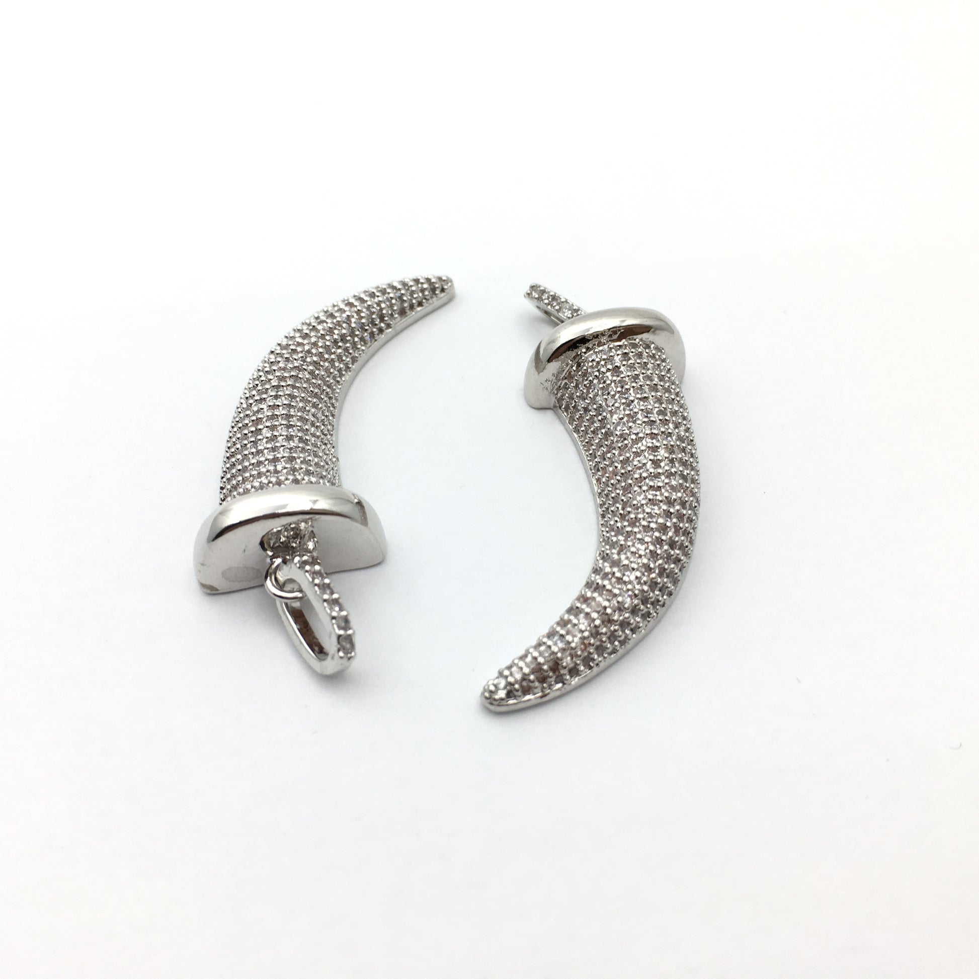 CZ Micro Pave Brass Horn Charm with clear stones | Bellaire Wholesale