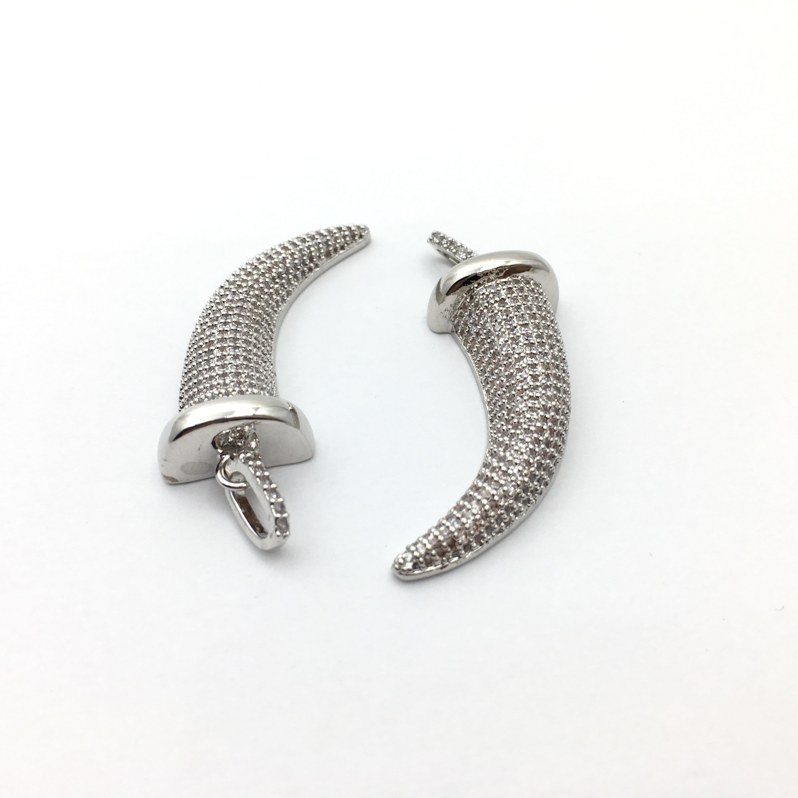 CZ Micro Pave Brass Horn Charm with clear stones | Bellaire Wholesale