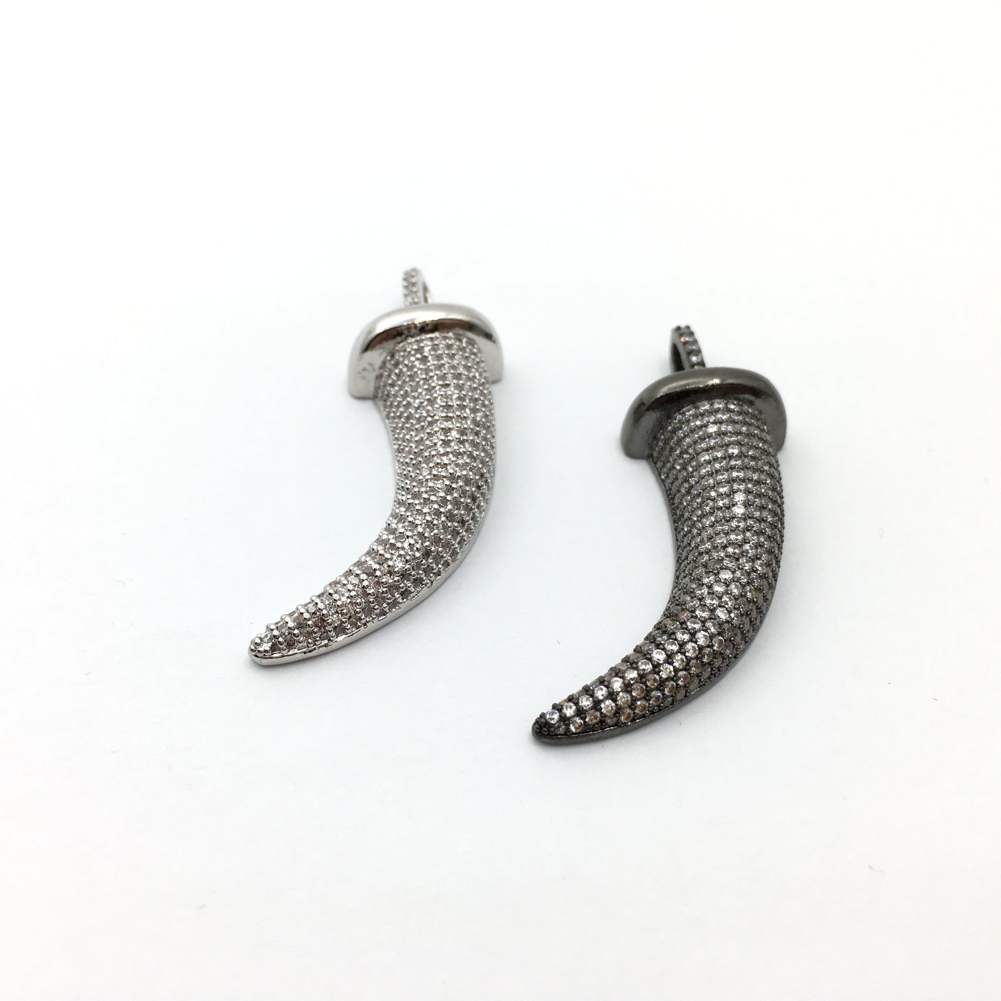CZ Micro Pave Brass Horn Charm with clear stones | Bellaire Wholesale