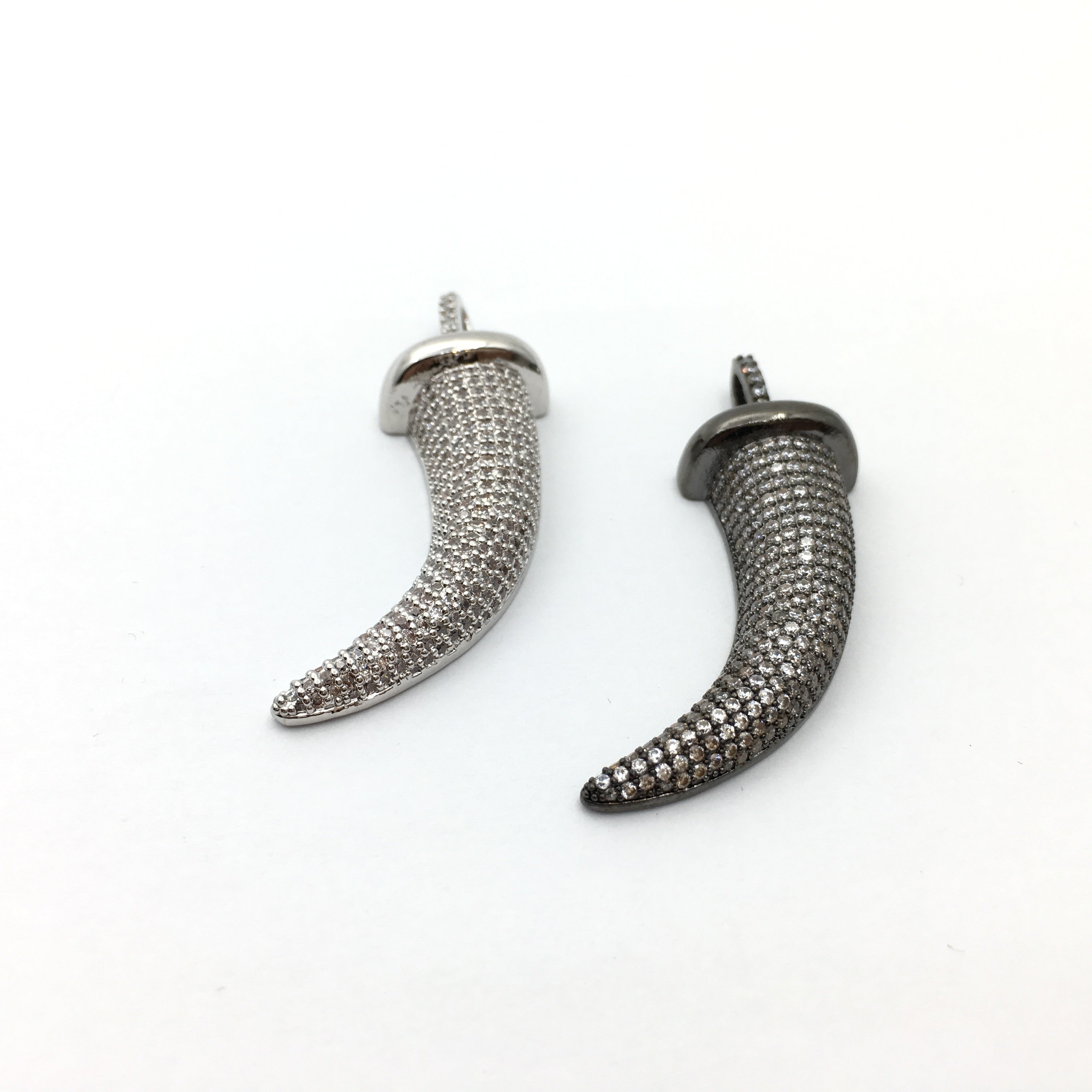 CZ Micro Pave Brass Horn Charm with clear stones | Bellaire Wholesale