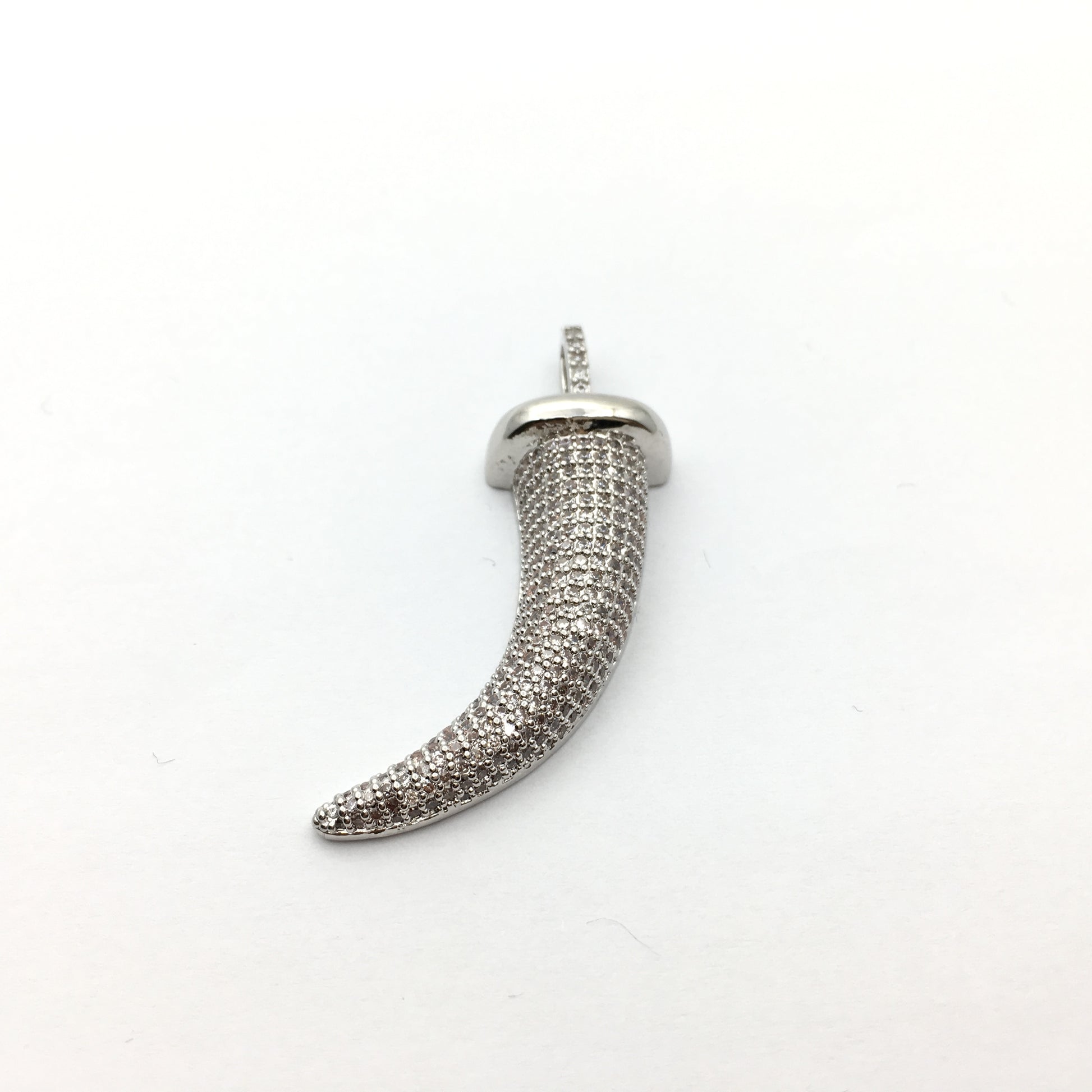 CZ Micro Pave Brass Horn Charm with clear stones | Bellaire Wholesale