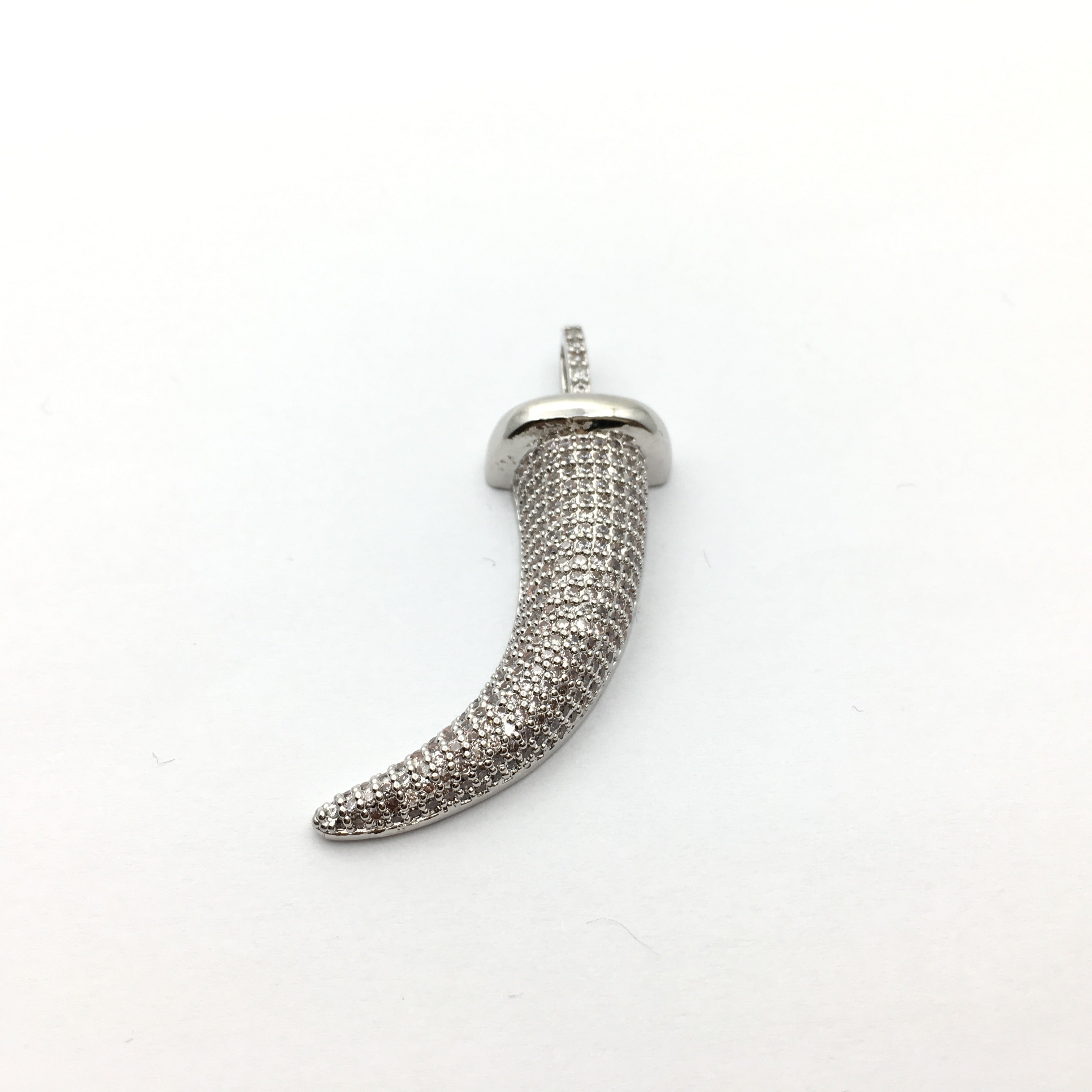 CZ Micro Pave Brass Horn Charm with clear stones | Bellaire Wholesale