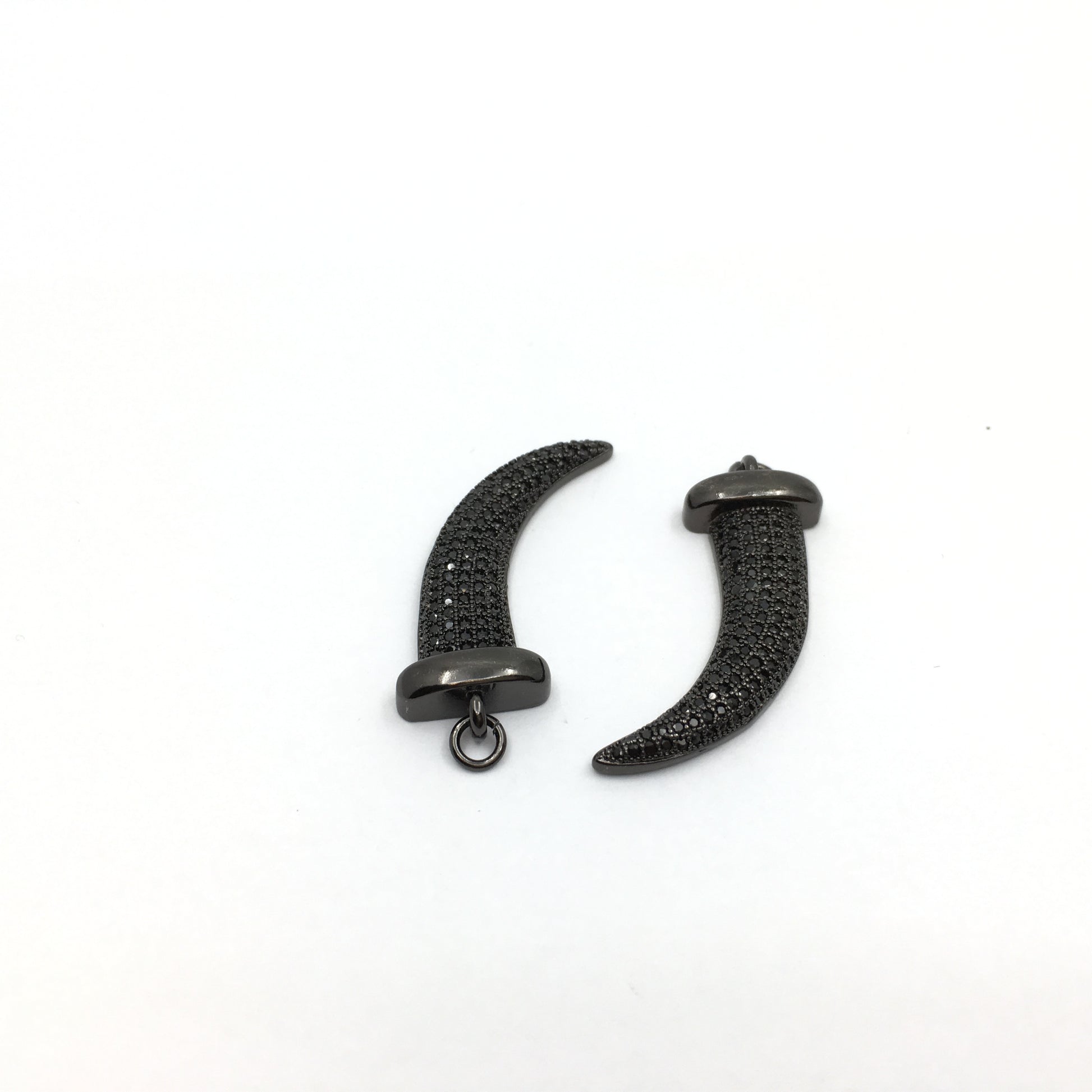 CZ Micro Pave Brass Gun-metal with black stone Dagger Charm Pendant | Bellaire Wholesale