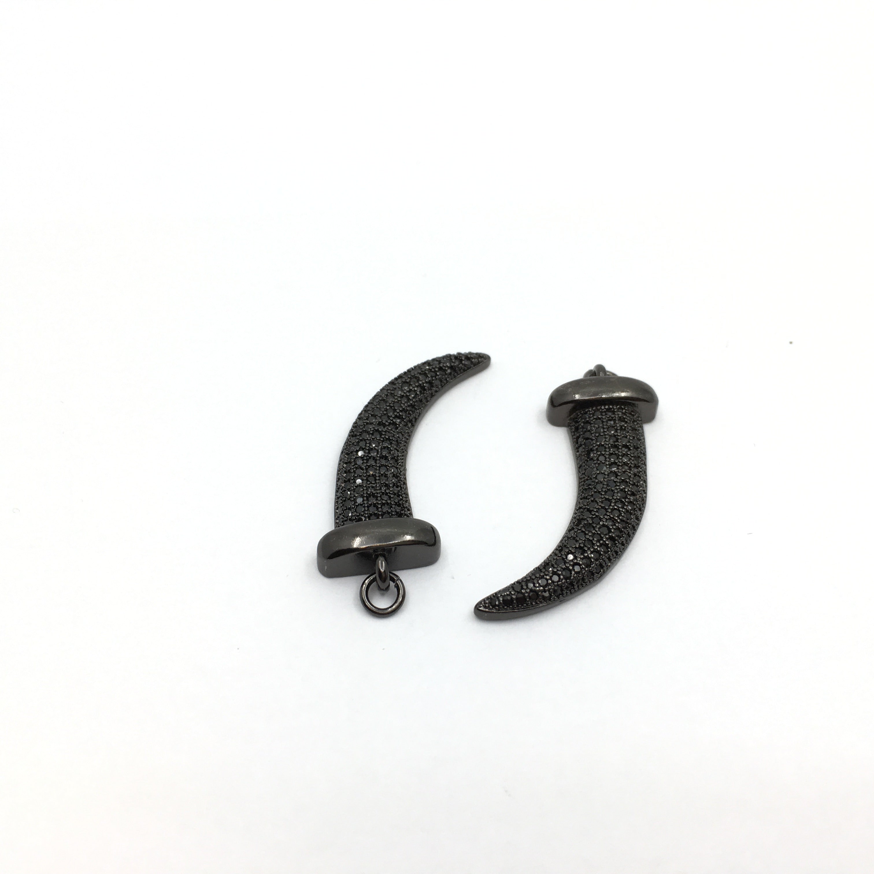 CZ Micro Pave Brass Gun-metal with black stone Dagger Charm Pendant | Bellaire Wholesale