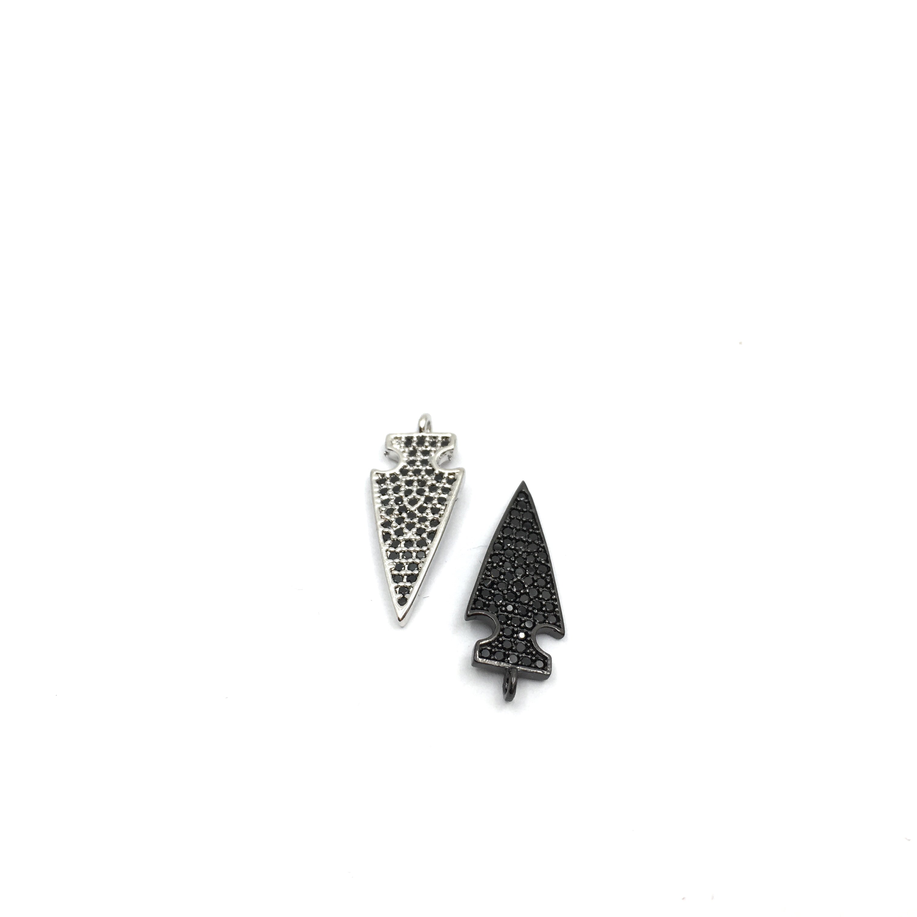 CZ Micro Pave Brass Dagger Charm with Black stones | Bellaire Wholesale