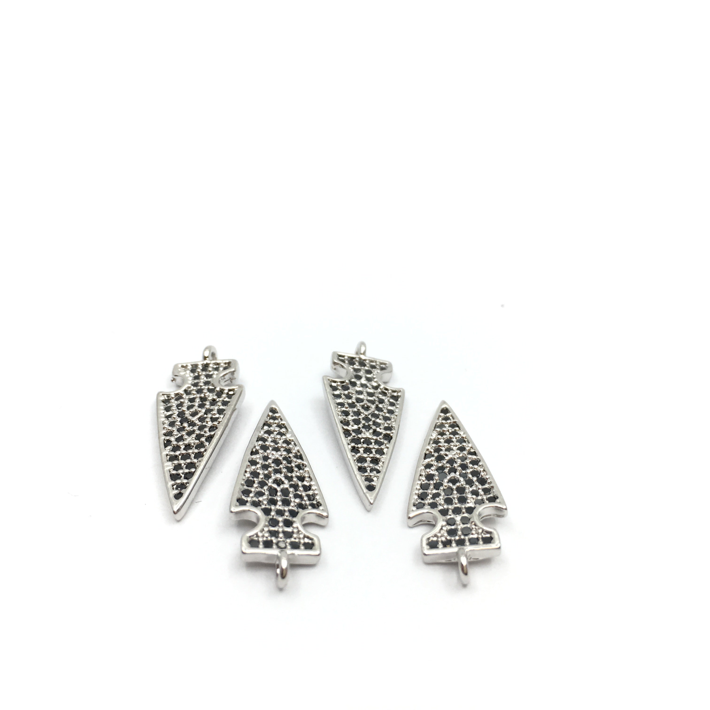 CZ Micro Pave Brass Dagger Charm with Black stones | Bellaire Wholesale