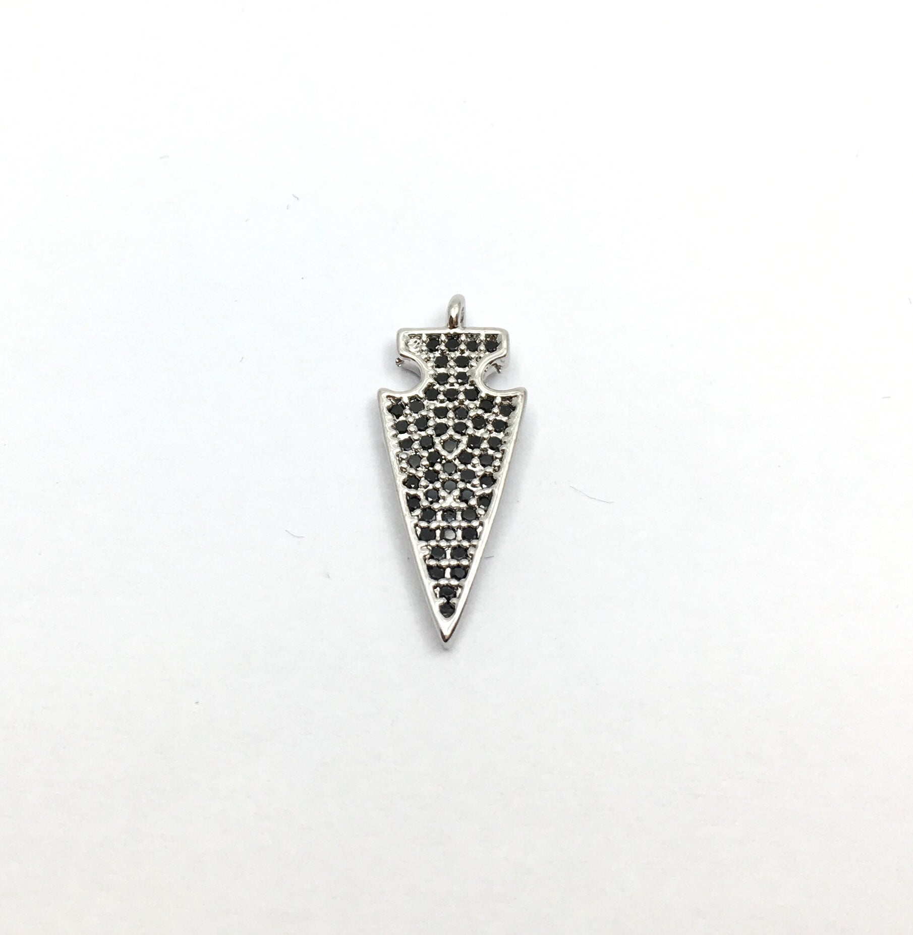 CZ Micro Pave Brass Dagger Charm with Black stones | Bellaire Wholesale
