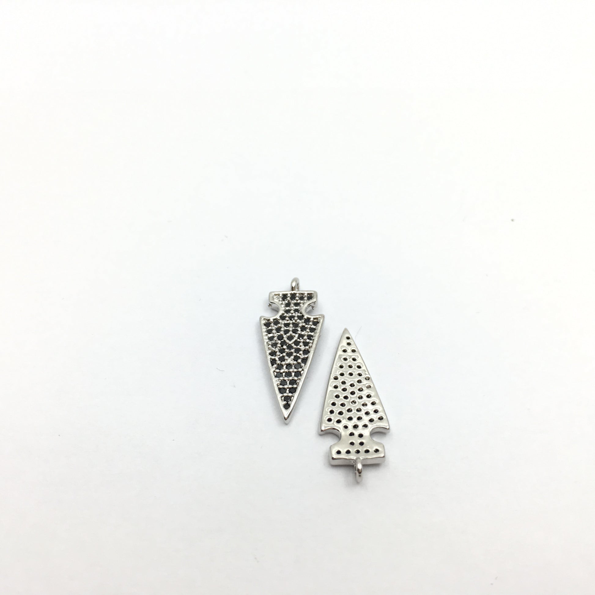 CZ Micro Pave Brass Dagger Charm with Black stones | Bellaire Wholesale