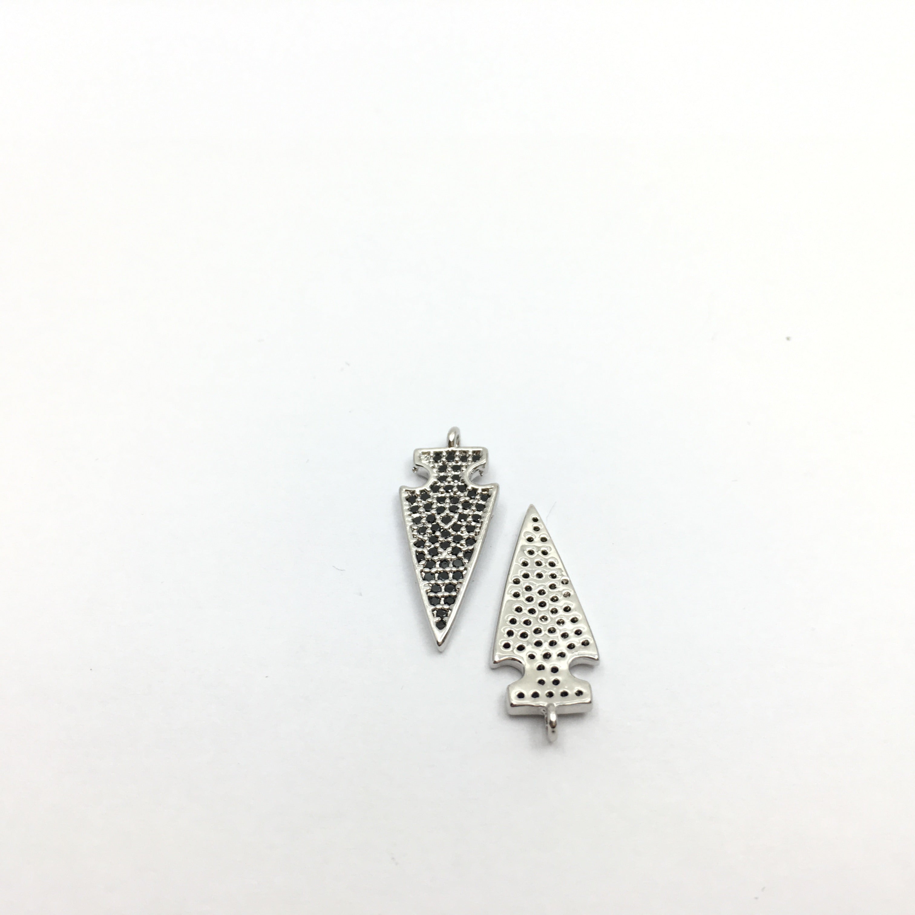 CZ Micro Pave Brass Dagger Charm with Black stones | Bellaire Wholesale
