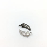 CZ Micro Pave Brass Horn Charm with clear stones | Bellaire Wholesale