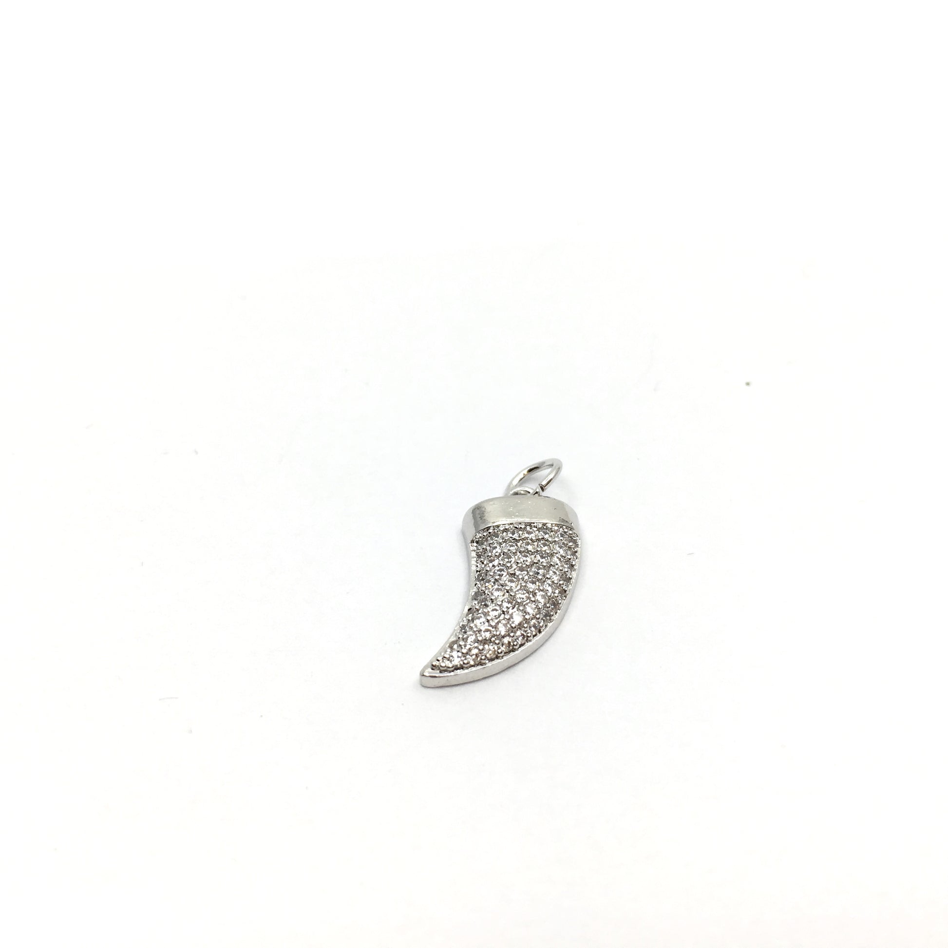 CZ Micro Pave Brass Horn Charm with clear stones | Bellaire Wholesale