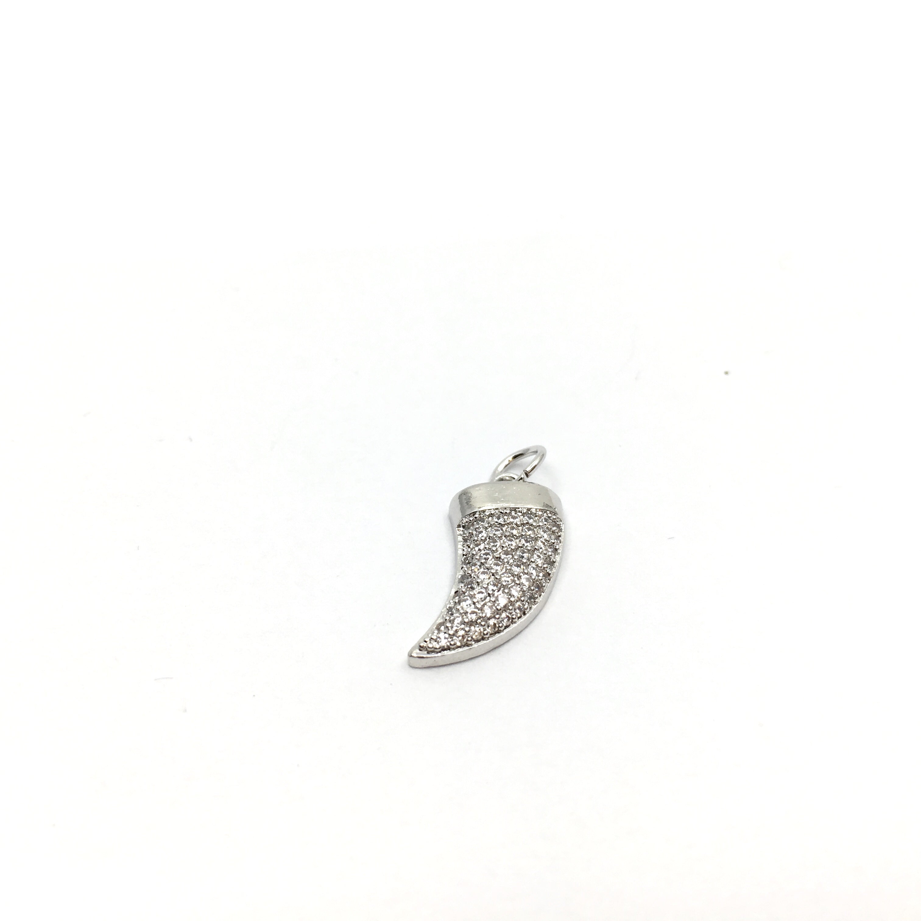 CZ Micro Pave Brass Horn Charm with clear stones | Bellaire Wholesale