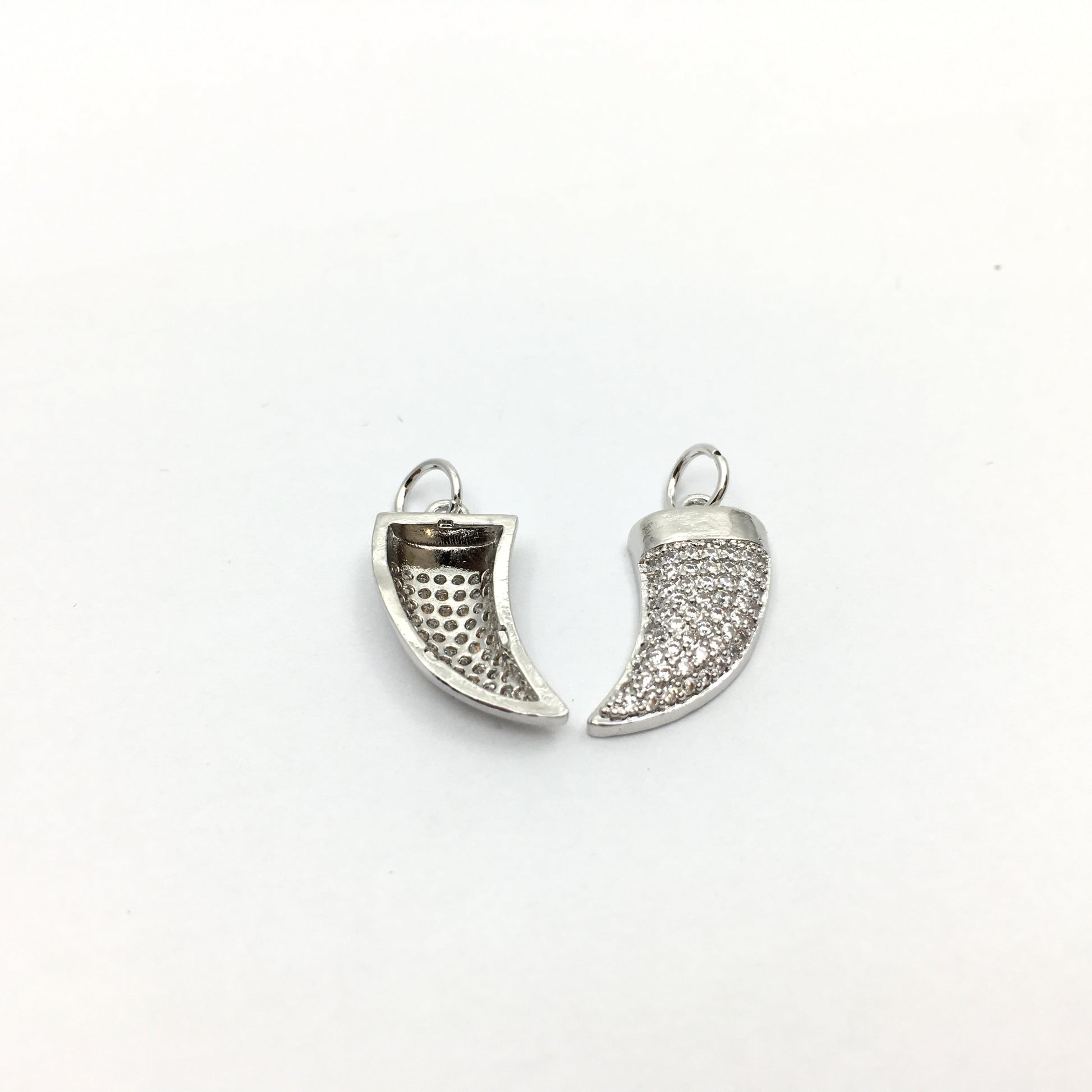 CZ Micro Pave Brass Horn Charm with clear stones | Bellaire Wholesale