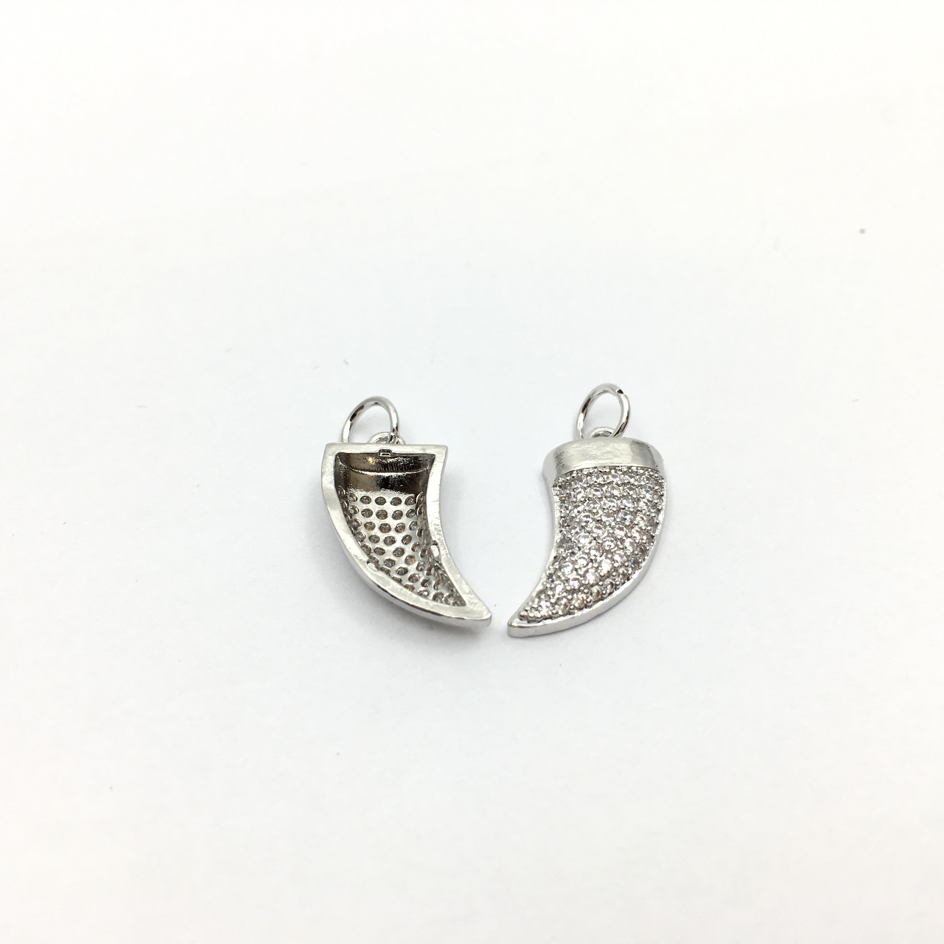 CZ Micro Pave Brass Horn Charm with clear stones | Bellaire Wholesale