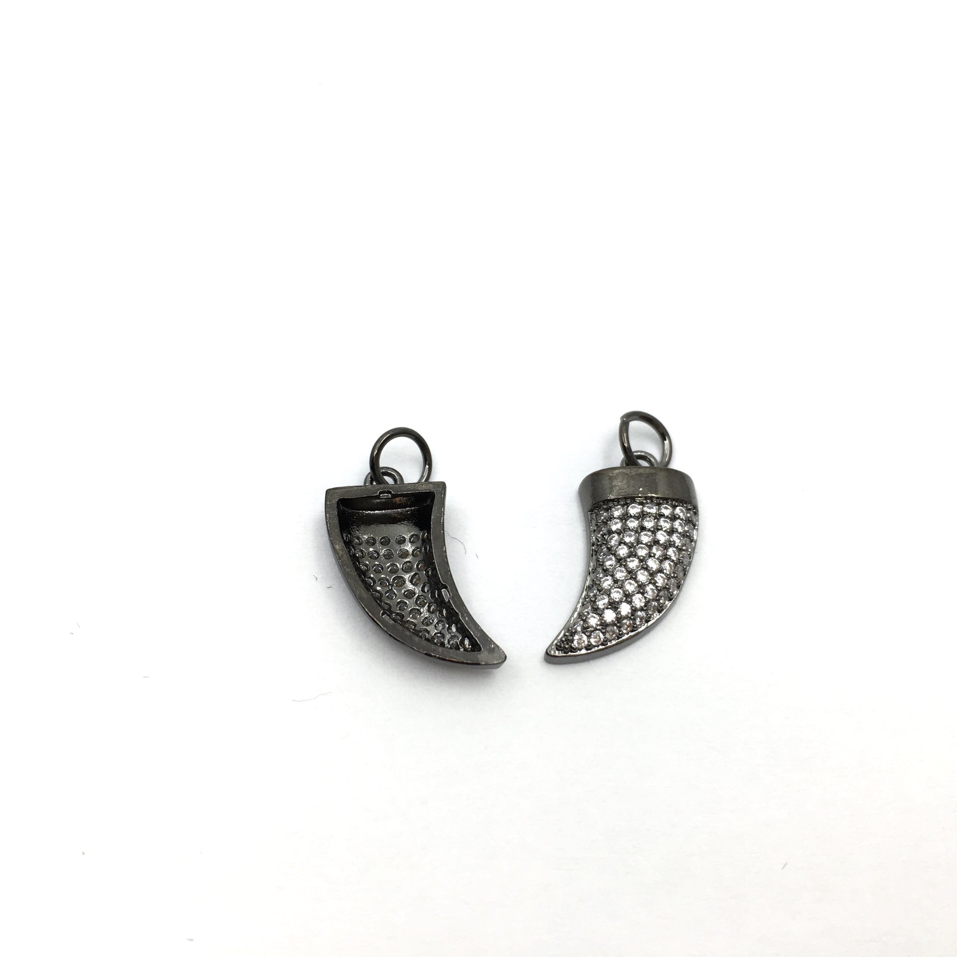 CZ Micro Pave Brass Horn Charm with clear stones | Bellaire Wholesale