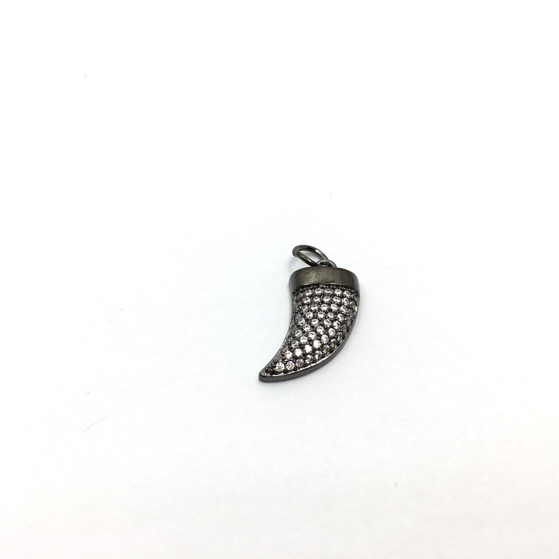 CZ Micro Pave Brass Horn Charm with clear stones | Bellaire Wholesale