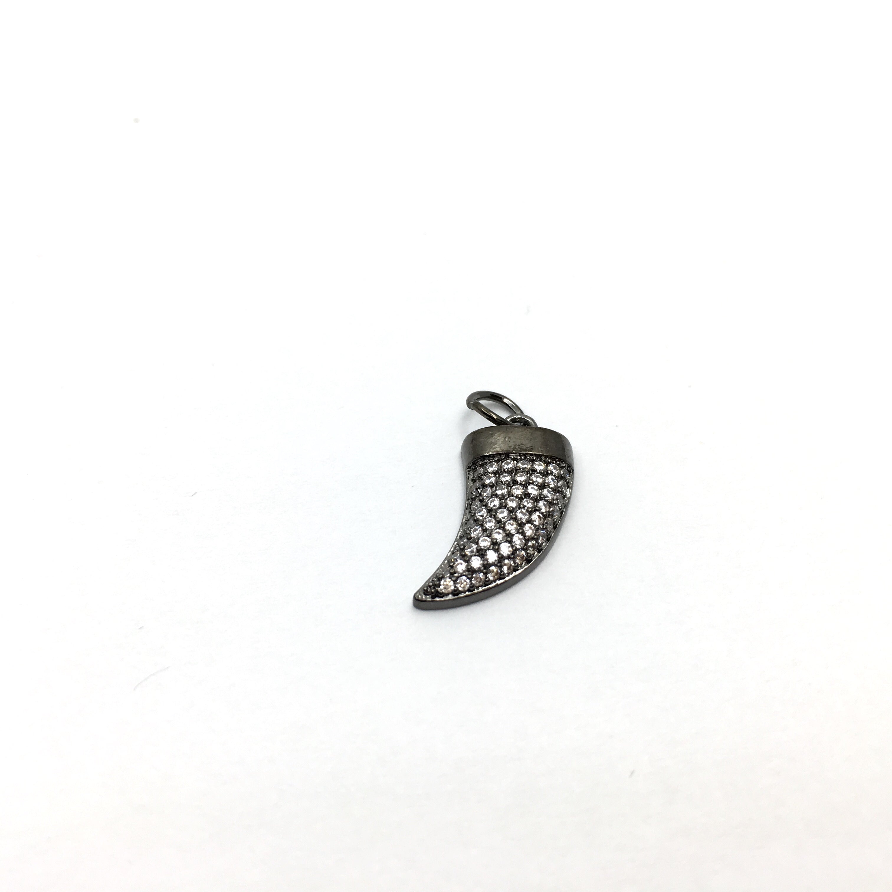 CZ Micro Pave Brass Horn Charm with clear stones | Bellaire Wholesale