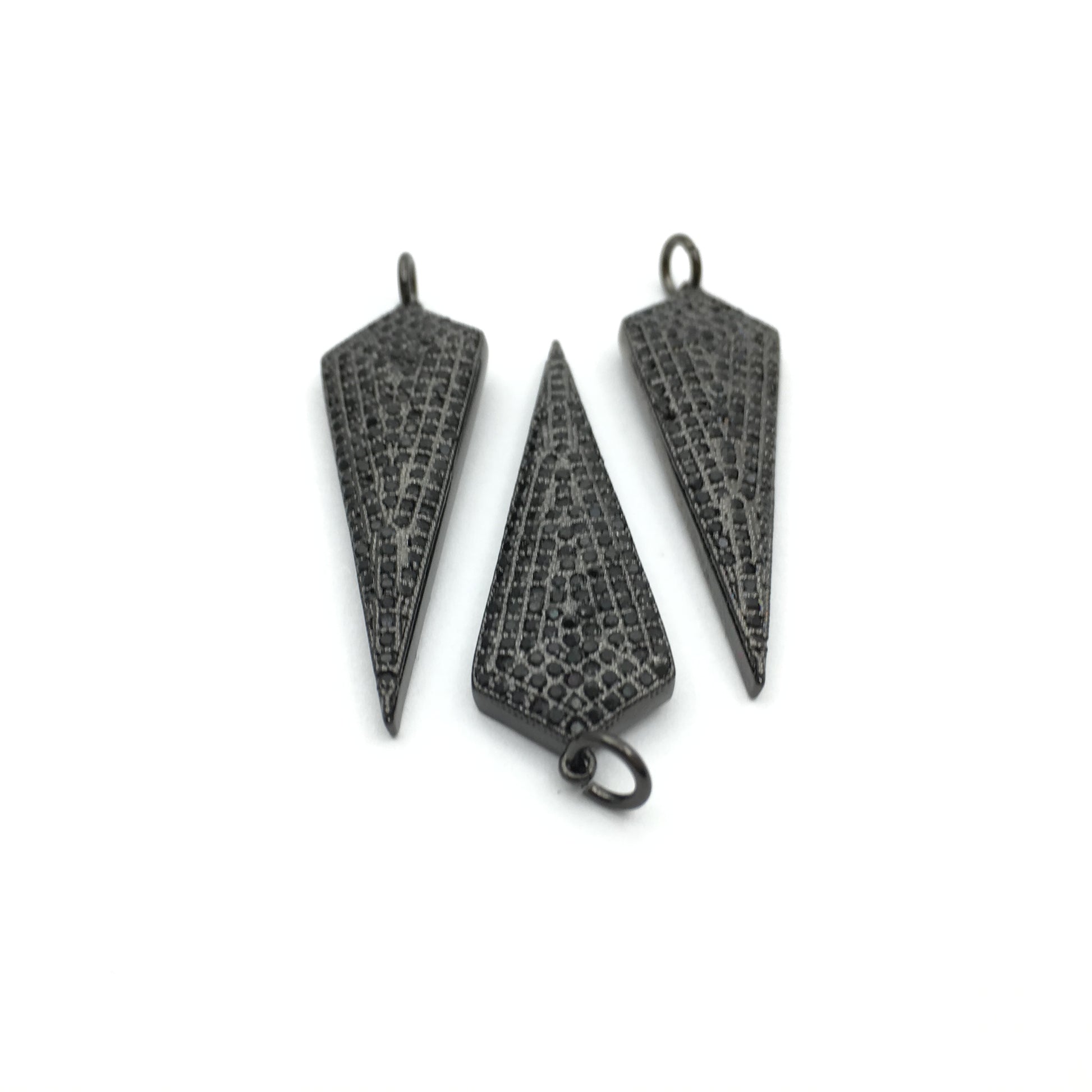 CZ Micro Pave Brass Gun-metal with black stone Dagger Charm Pendant | Bellaire Wholesale