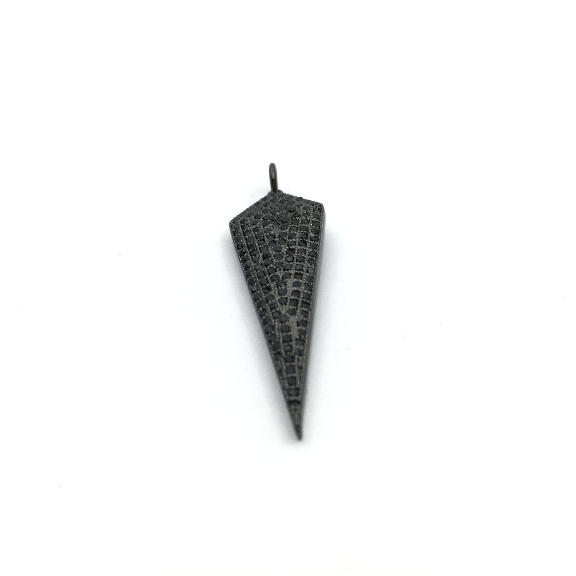 CZ Micro Pave Brass Gun-metal with black stone Dagger Charm Pendant | Bellaire Wholesale