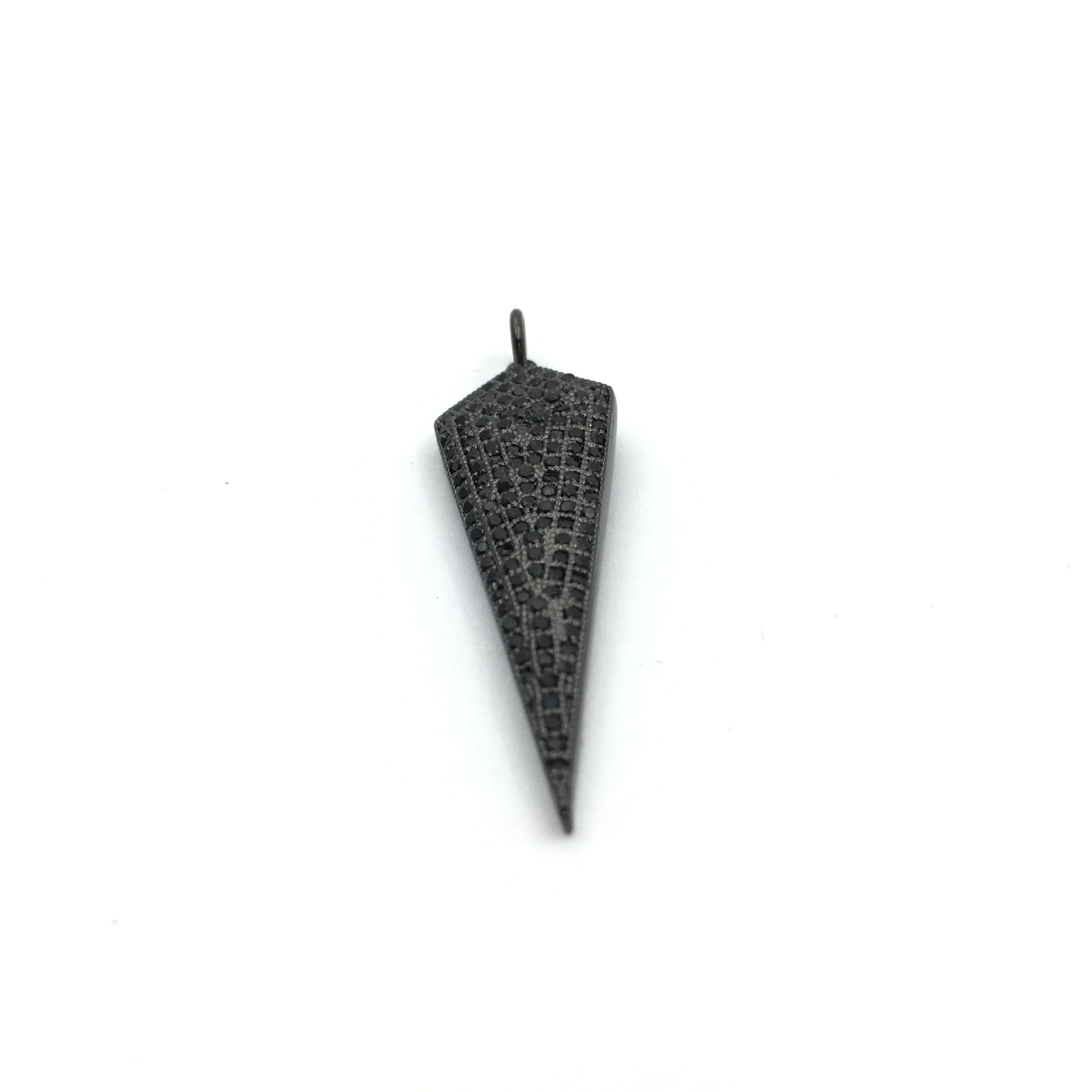 CZ Micro Pave Brass Gun-metal with black stone Dagger Charm Pendant | Bellaire Wholesale